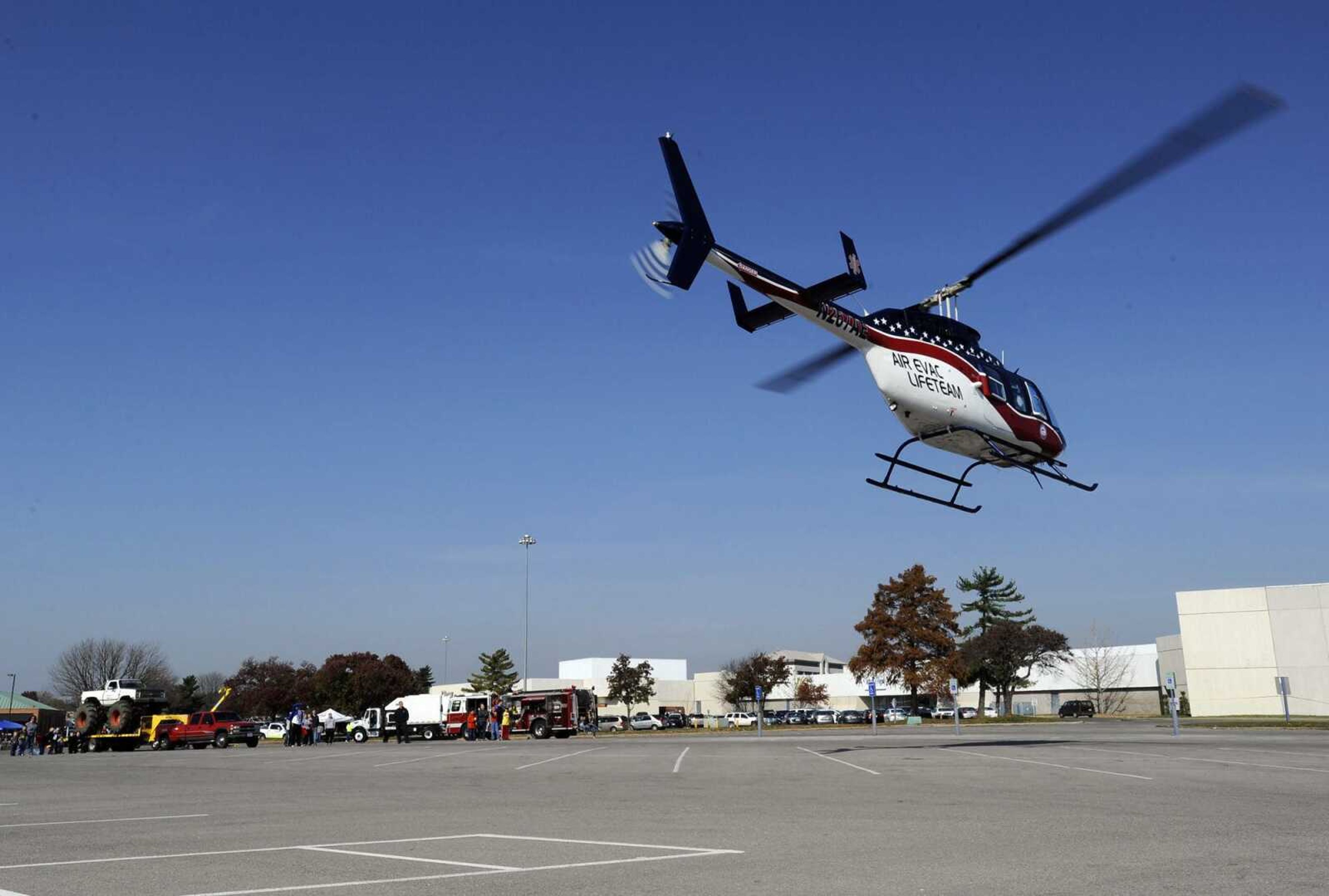 An Air Evac Lifeteam helicopter lifts off at an event in 2012 in Cape Girardeau.