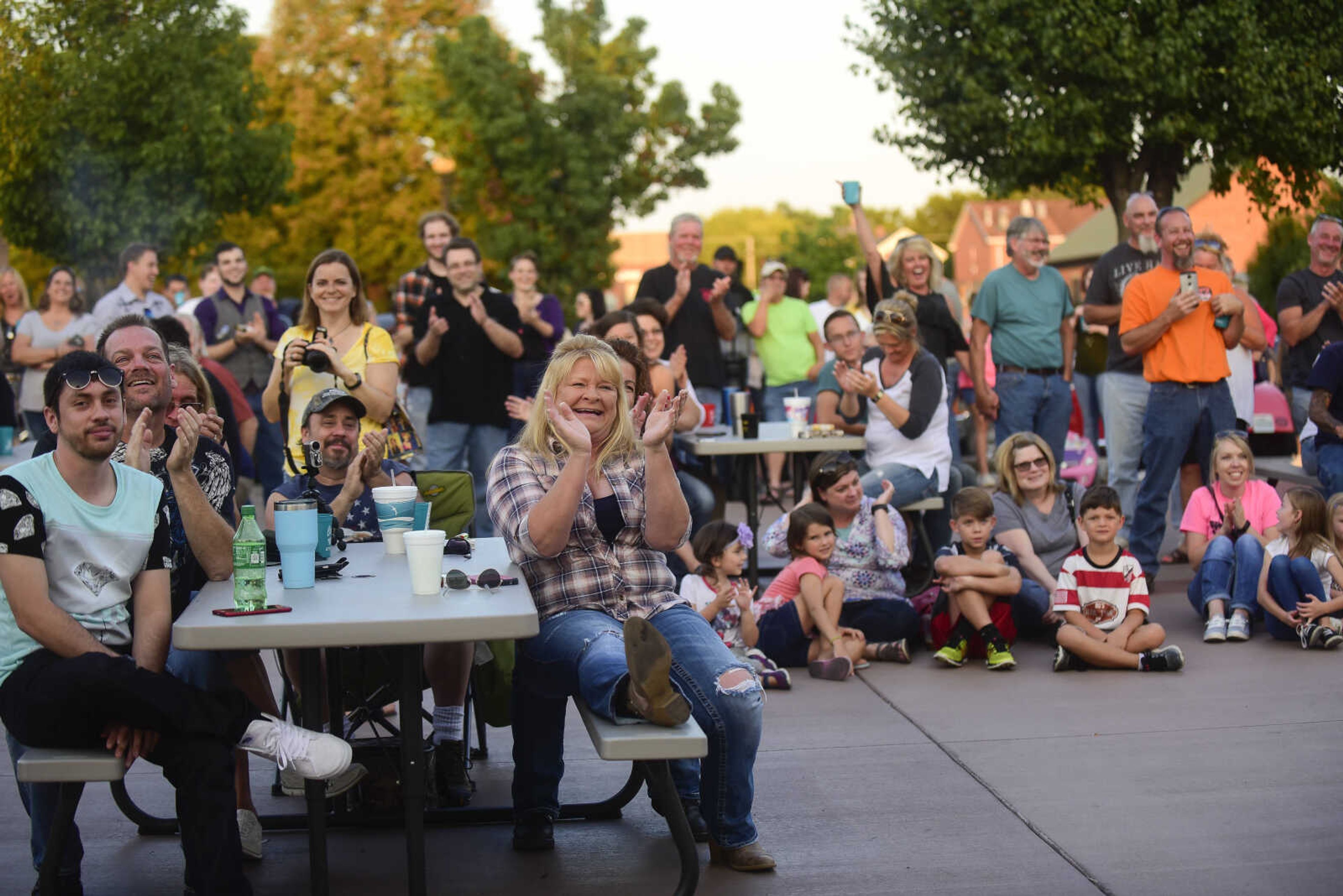 Audience members applaud during the Perryville Pinup contest Saturday, Sept. 2, 2017 in downtown Perryville.