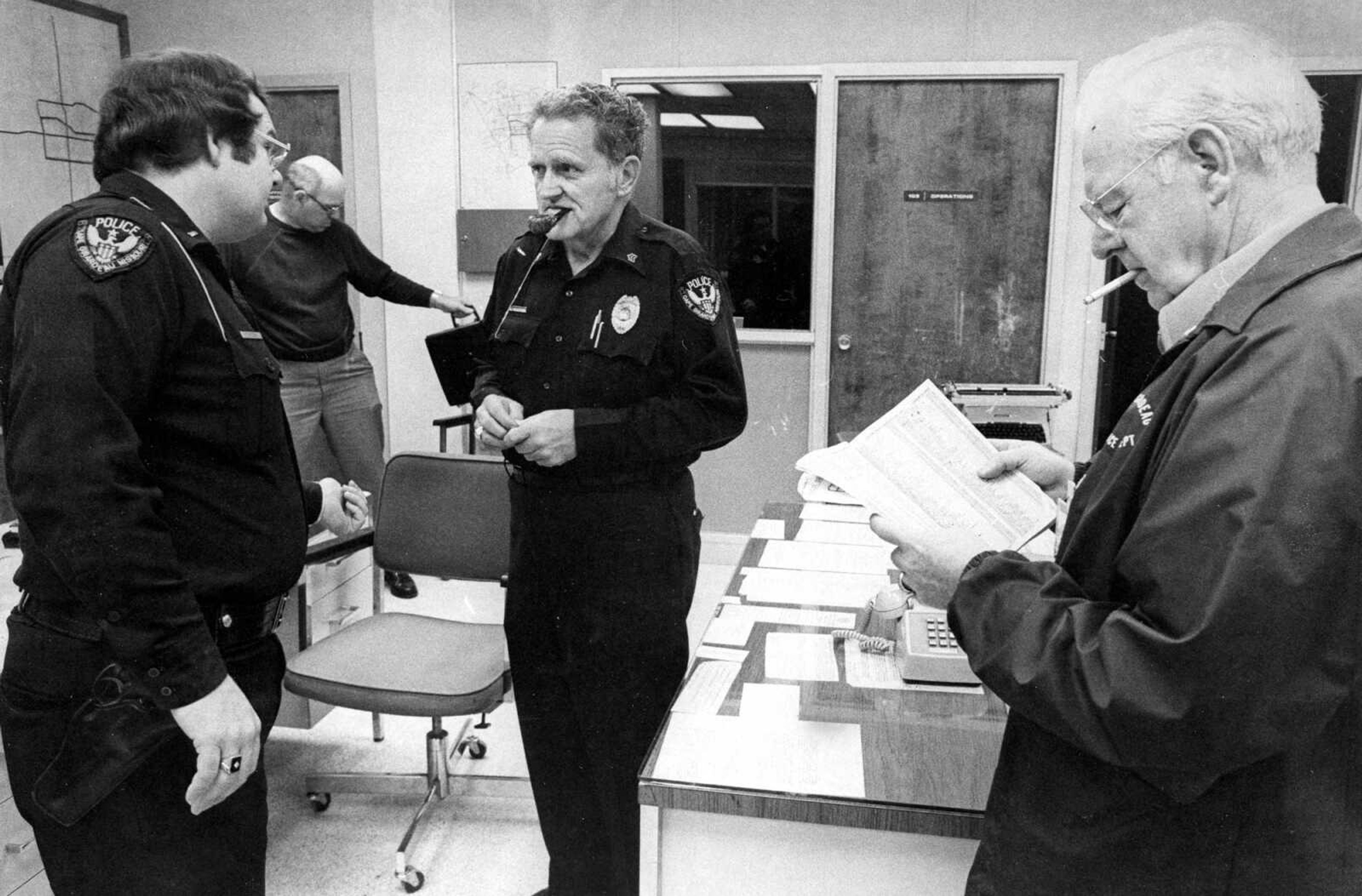 Henry Gerecke is seen on the right on April 25, 1979, while serving as chief of the Cape Girardeau Police Department.