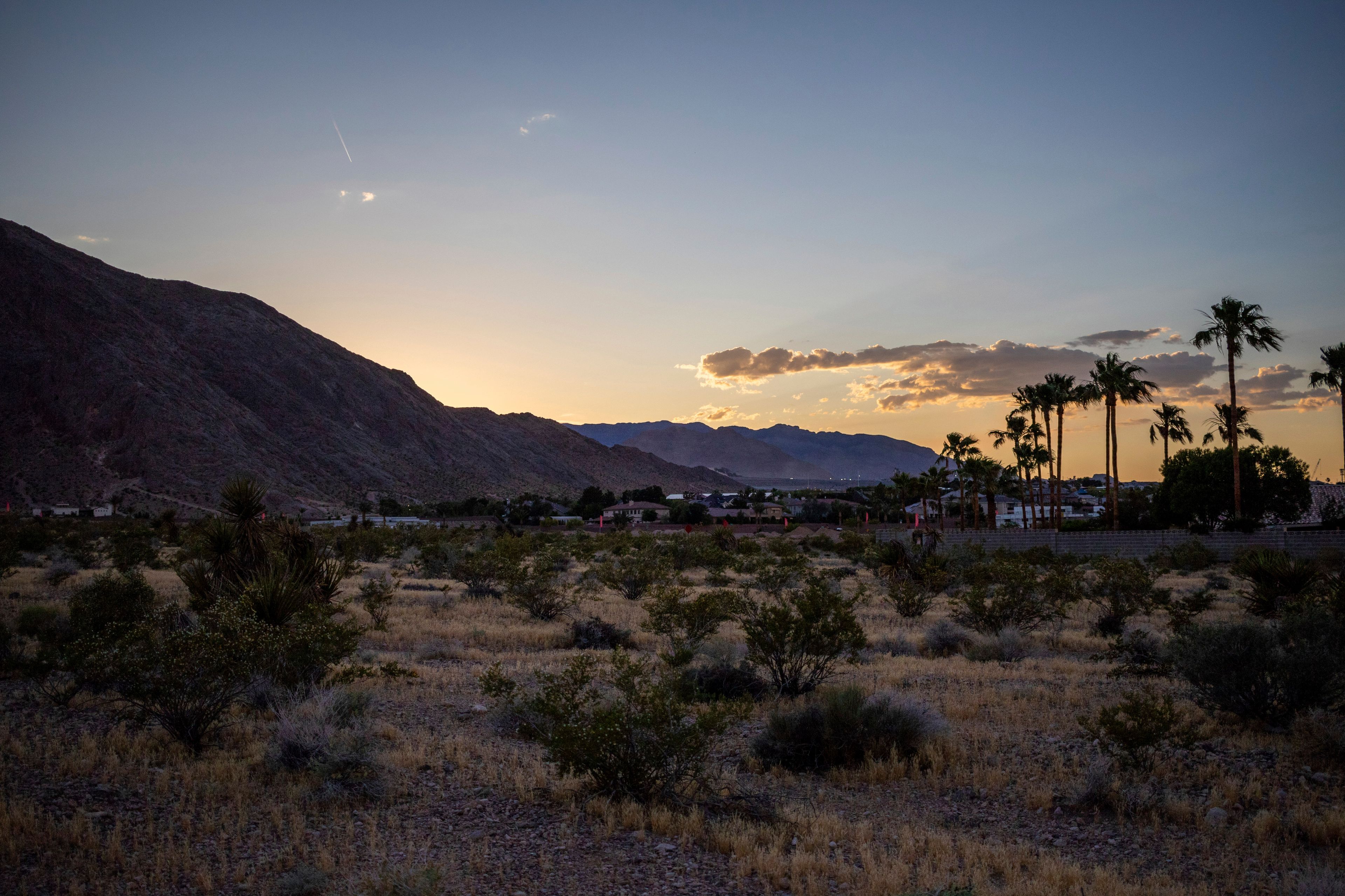 The sun sets over the site where The Church of Jesus Christ of Latter-day Saints plans to build a new temple near Las Vegas, May 13, 2024. (AP Photo/Ty ONeil)