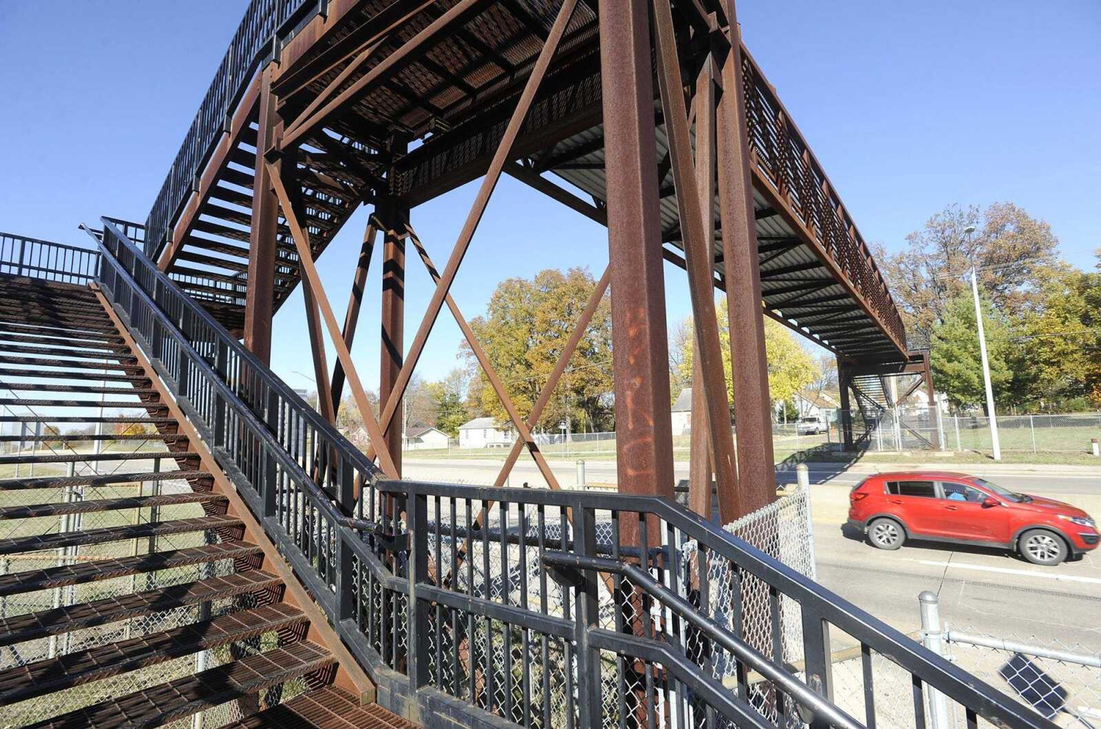 This steel pedestrian bridge connects South Ellis Street that is divided by Highway 74 as seen Thursday in Cape Girardeau.