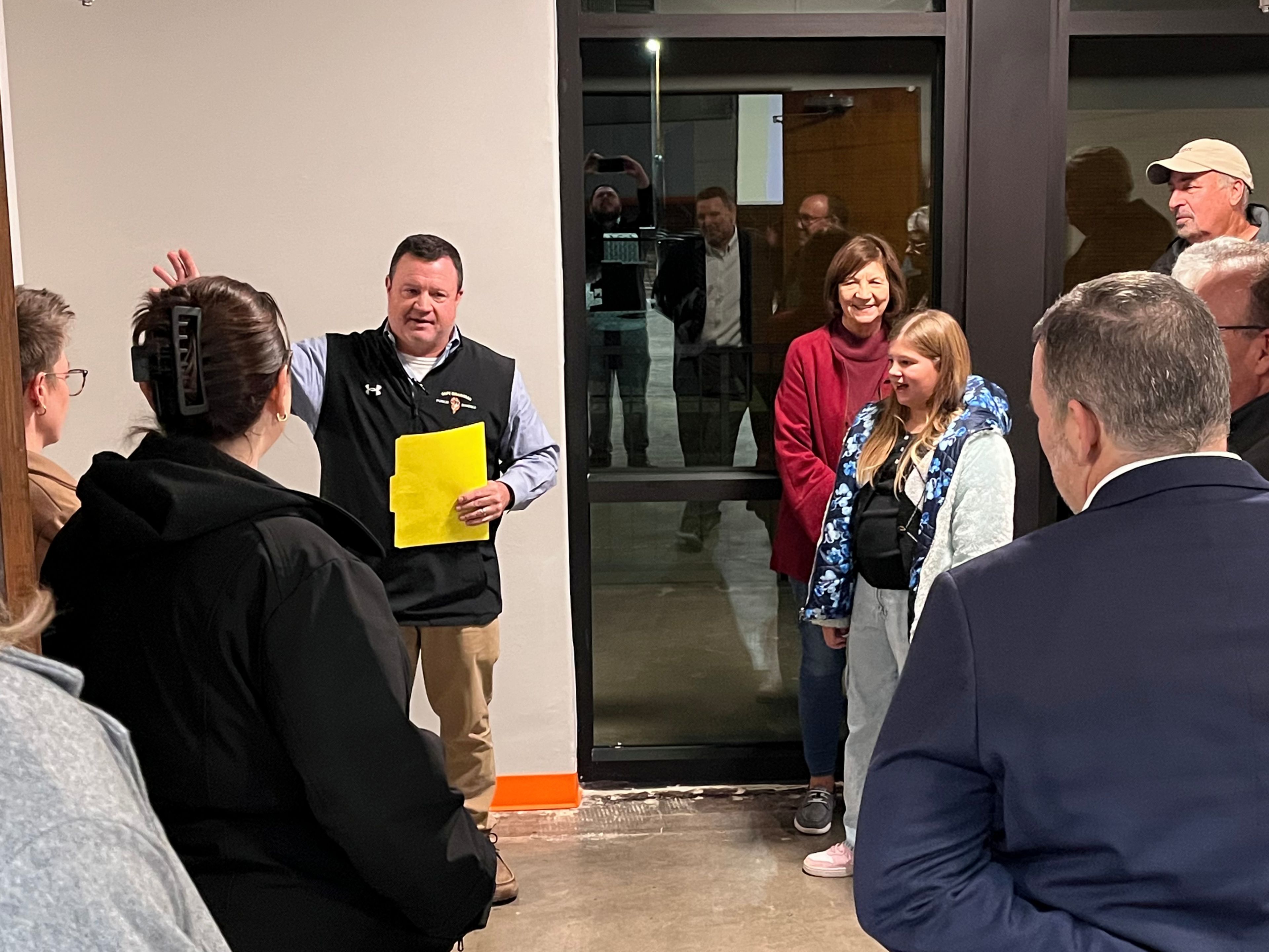 Cape Girardeau Public Schools assistant superintendent of support services Josh Crowell leads a tour Tuesday, Dec. 3, at Cape Central Academy. 