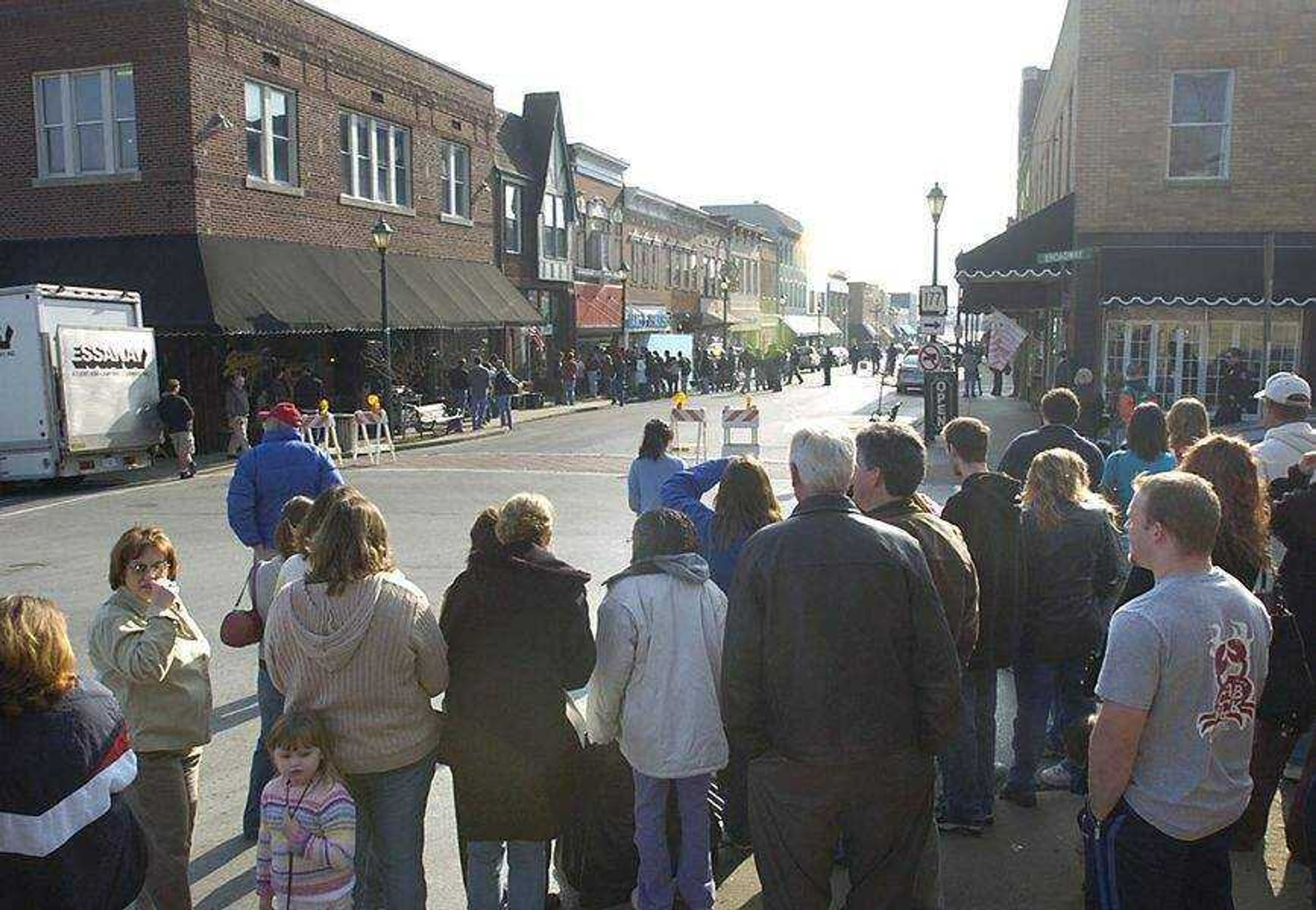 Southeast Missourian file photo<br>A crowd watches the filming of "Killshot" in downtown Cape Girardeau in January 2006.