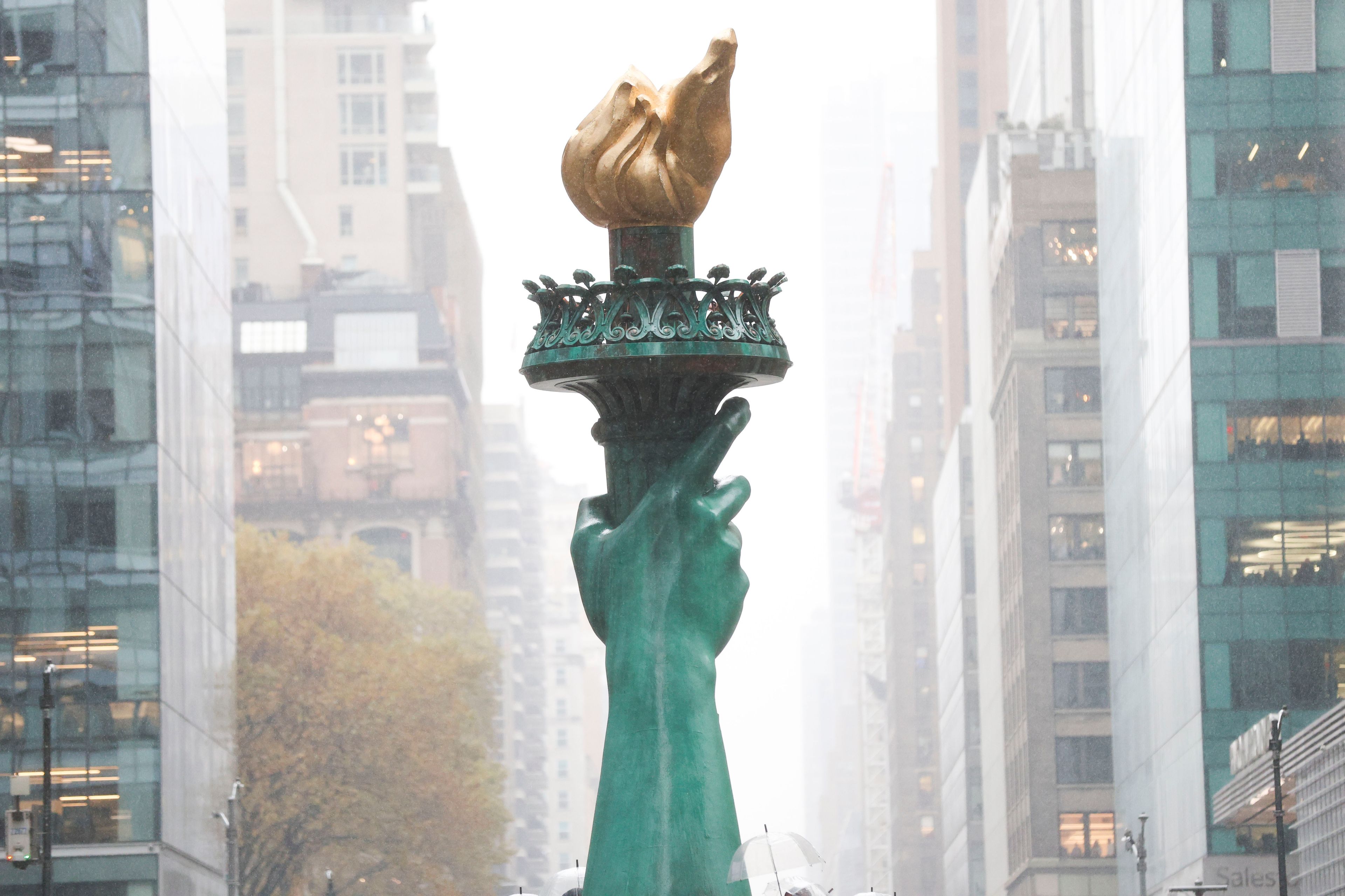 The New York Liberty float goes by during the Macy's Thanksgiving Day Parade, Thursday, Nov. 28, 2024, in New York. (AP Photo/Heather Khalifa)