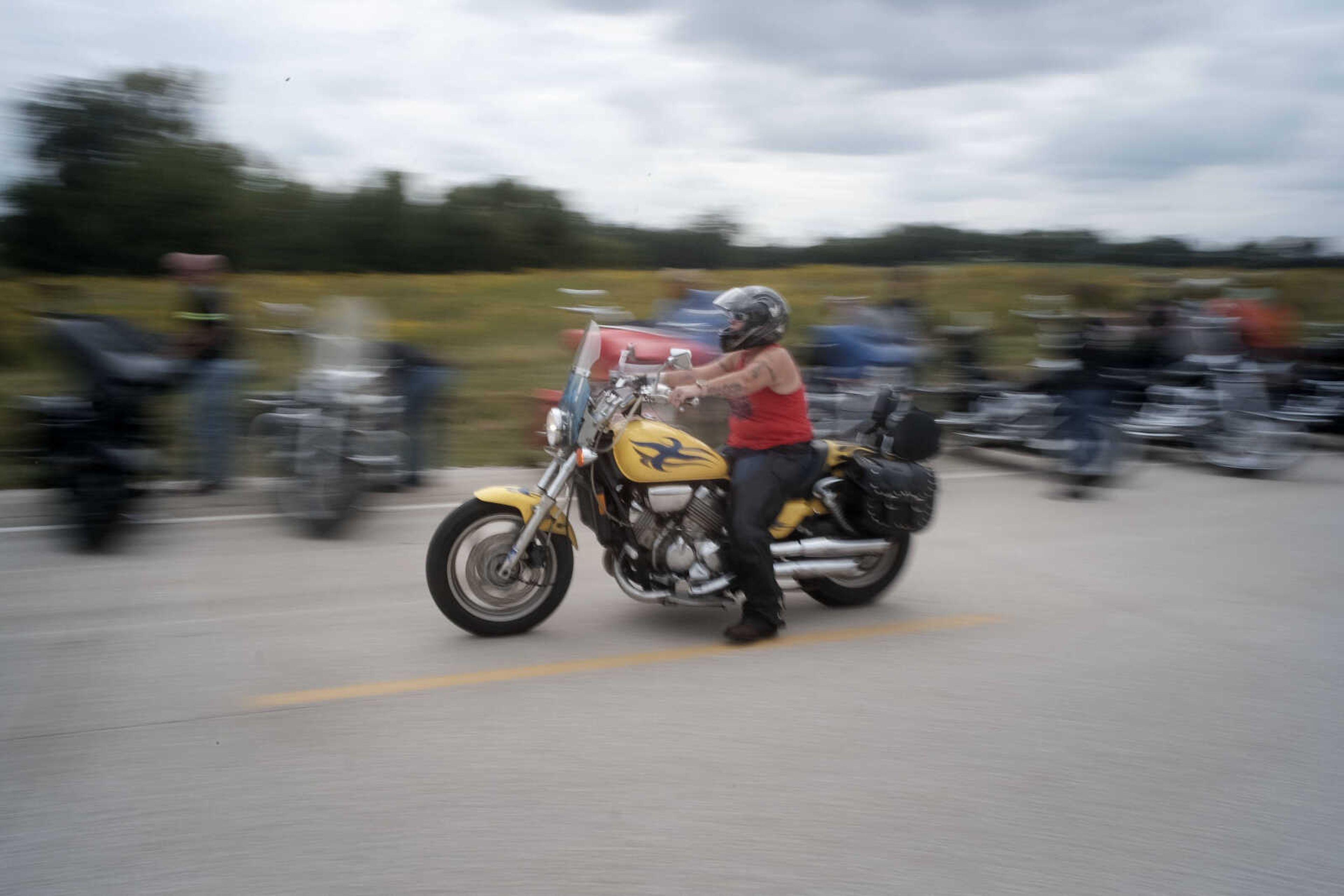 Participants arrive during the first-ever Missouri Vietnam Wall Run  Saturday, Sept. 21, 2019, at the Missouri's National Veterans Memorial in Perryville.