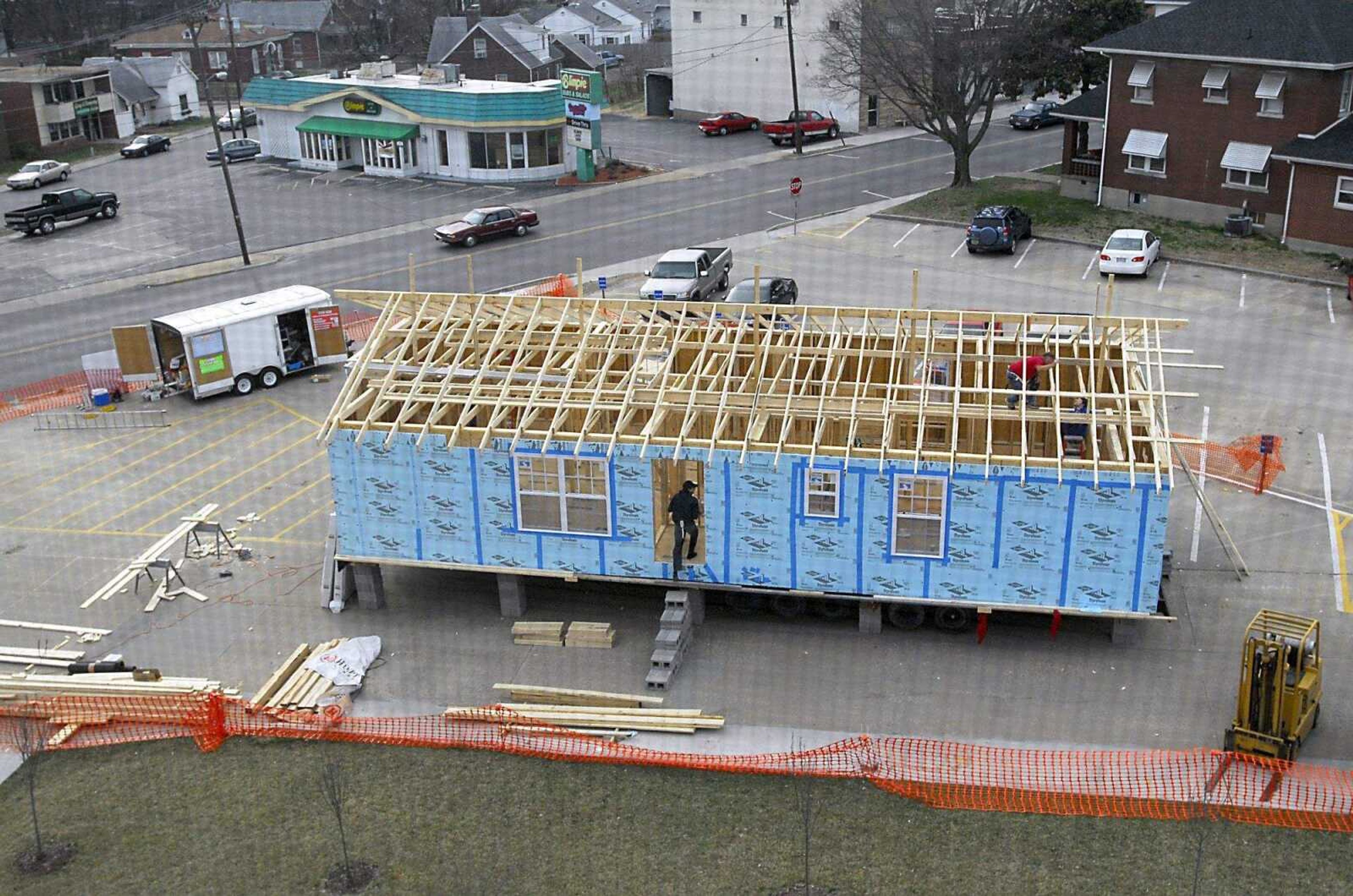 KIT DOYLE ~ kdoyle@semissourian.com
The Habitat for Humanity home being built in the Alumni Center parking lot Friday, March 13, 2009, in Cape Girardeau.