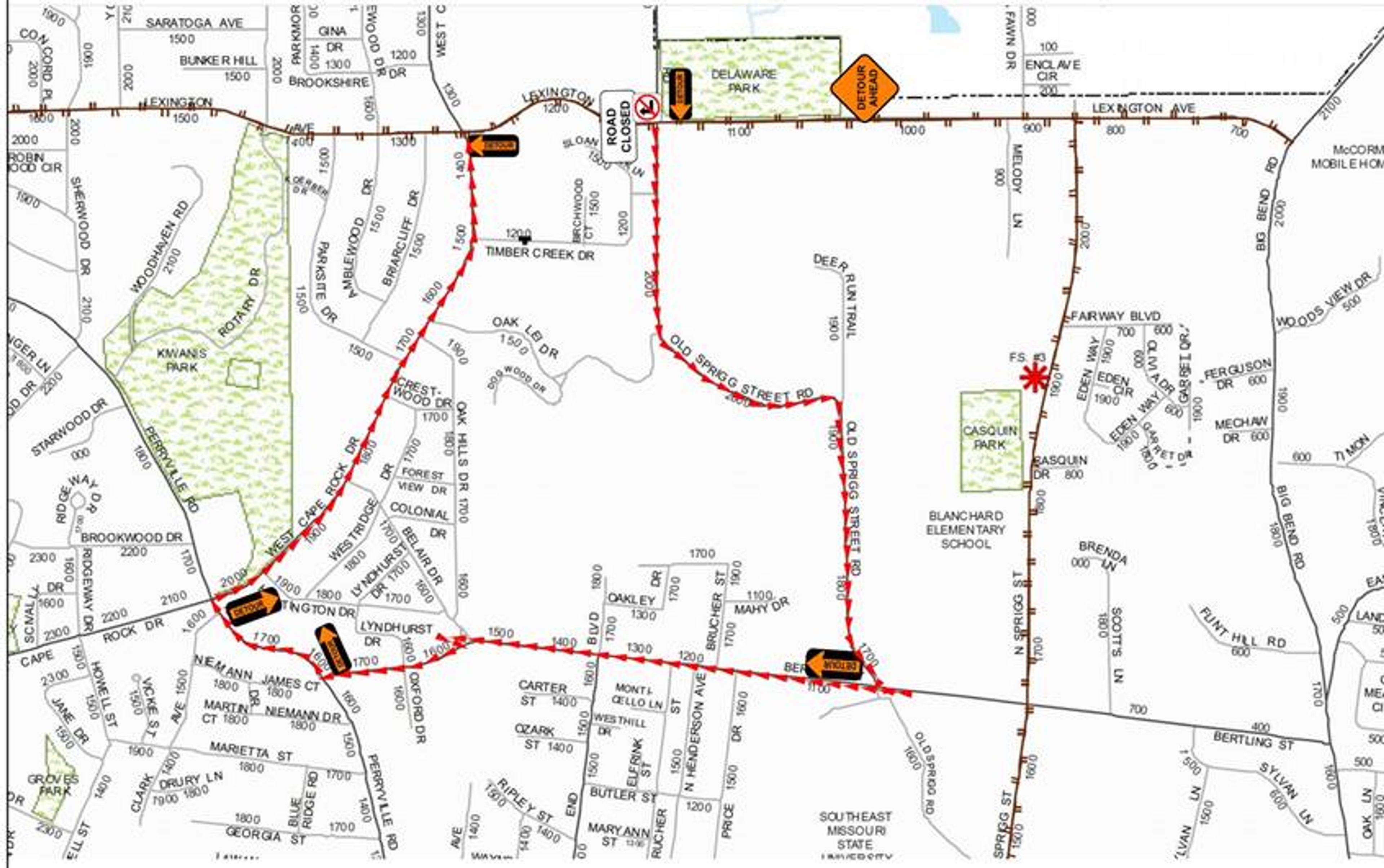 Lexington Avenue from West Cape Rock and Old Sprigg to be closed starting October 24  as construction continues