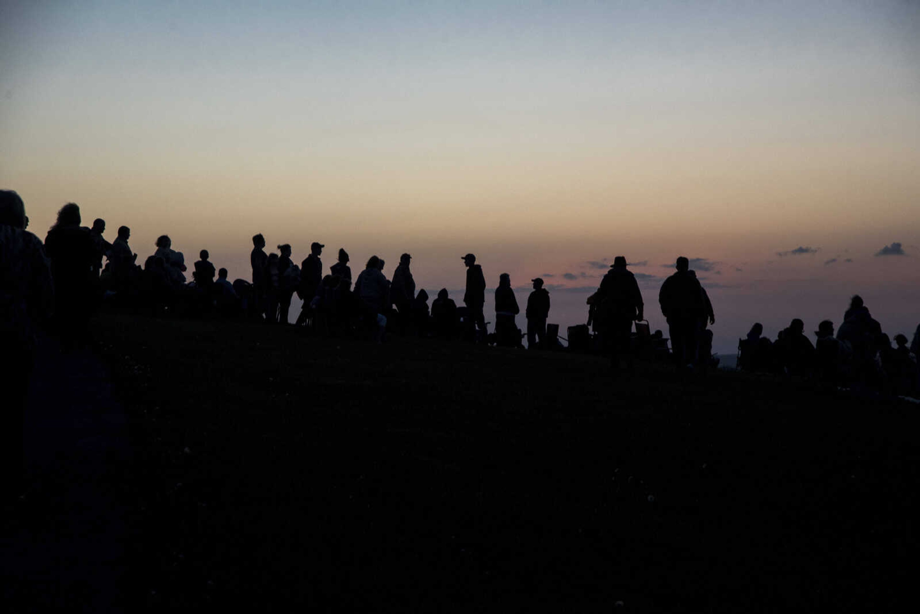 People gather during the 81st annual Easter Sunrise Service at the Bald Knob Cross of Peace Sunday, April 16, 2017 in Alto Pass, Illinois.