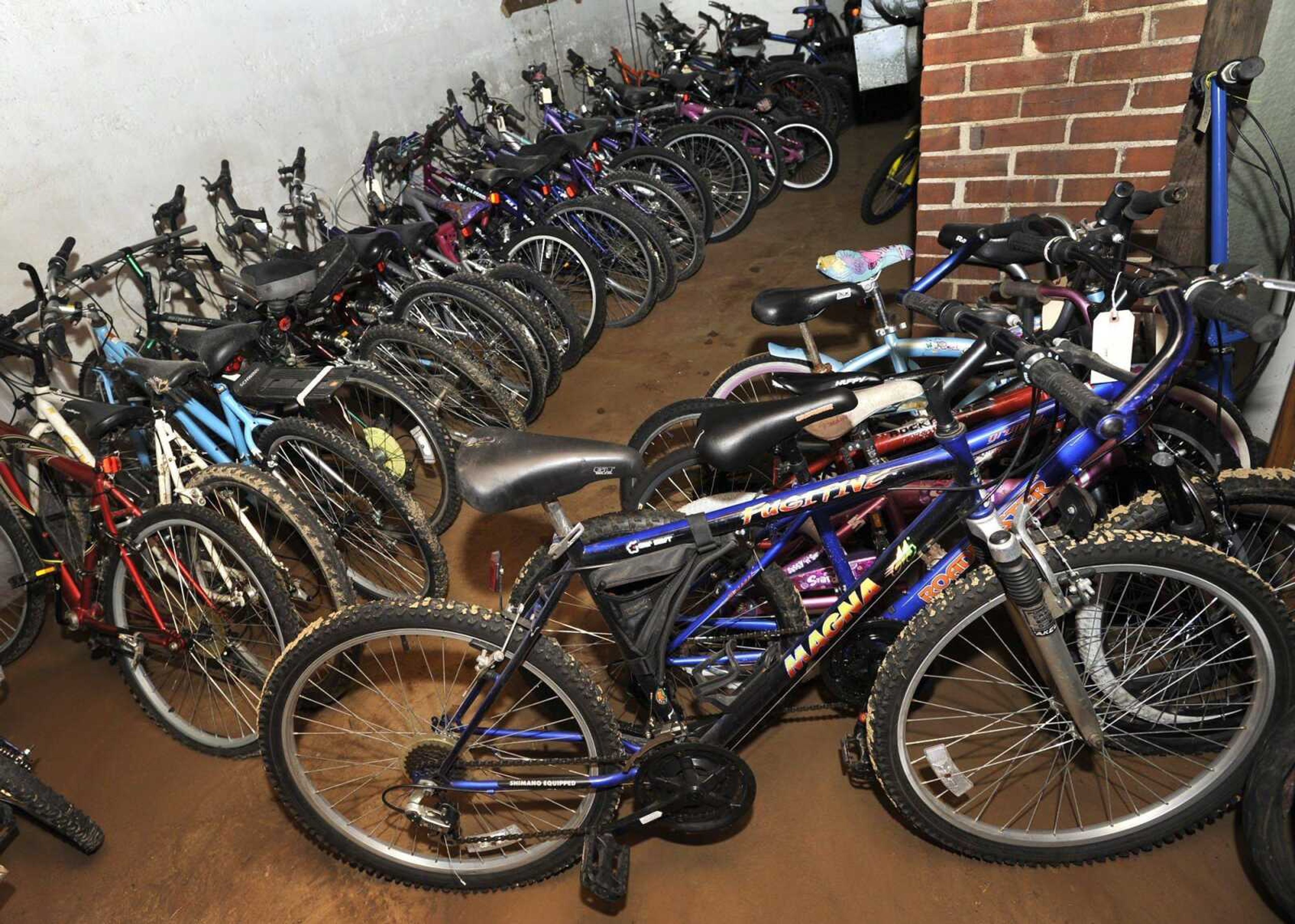 These stolen bicycles recovered by Cape Girardeau police are in storage Wednesday. (Fred Lynch)