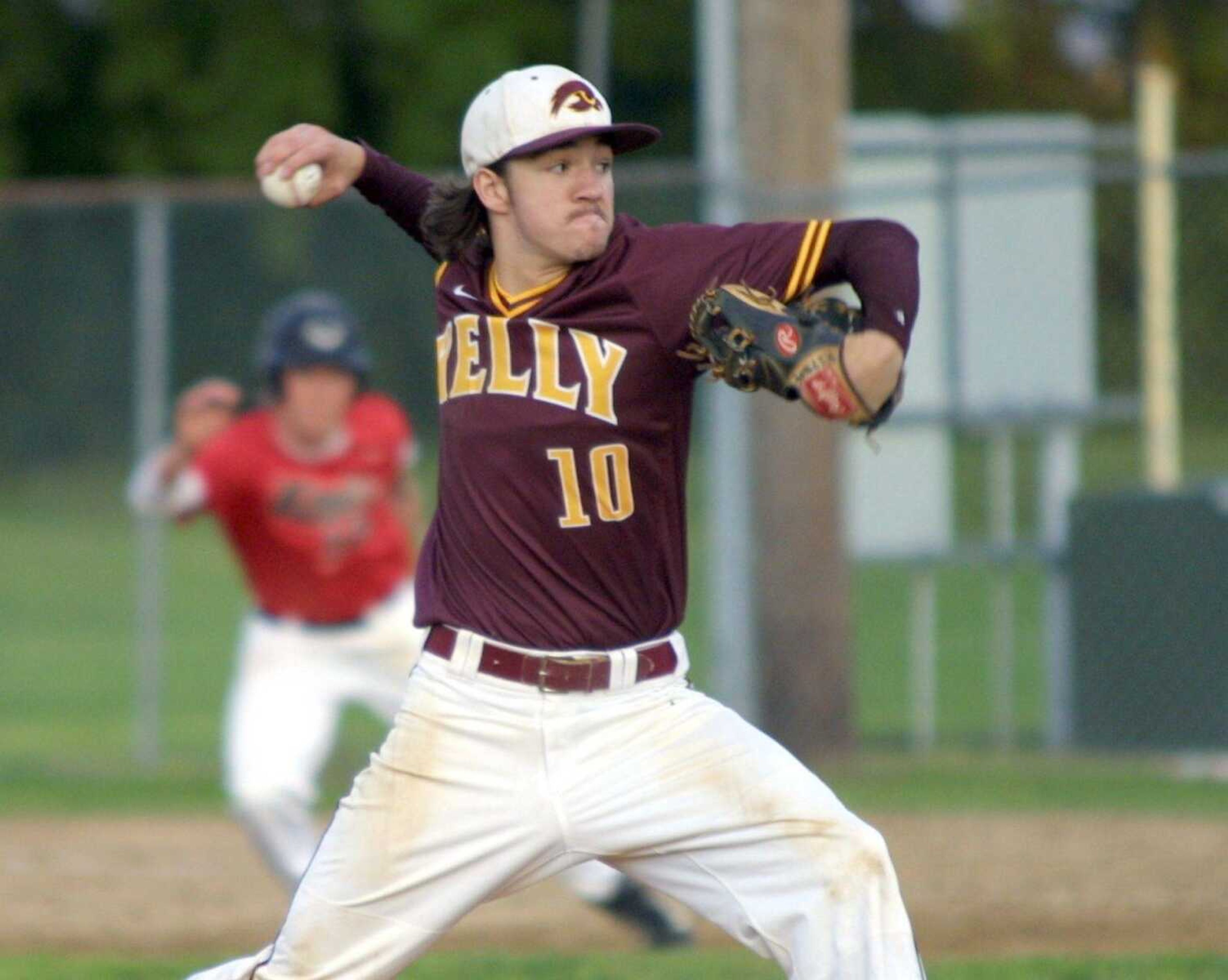 Kelly's Ty Householder delivers a pitch to an East Prairie batter Thursday during a Class 3, District 2 semifinal game at Hillhouse Park in Charleston (Chris Pobst/Standard Democrat)