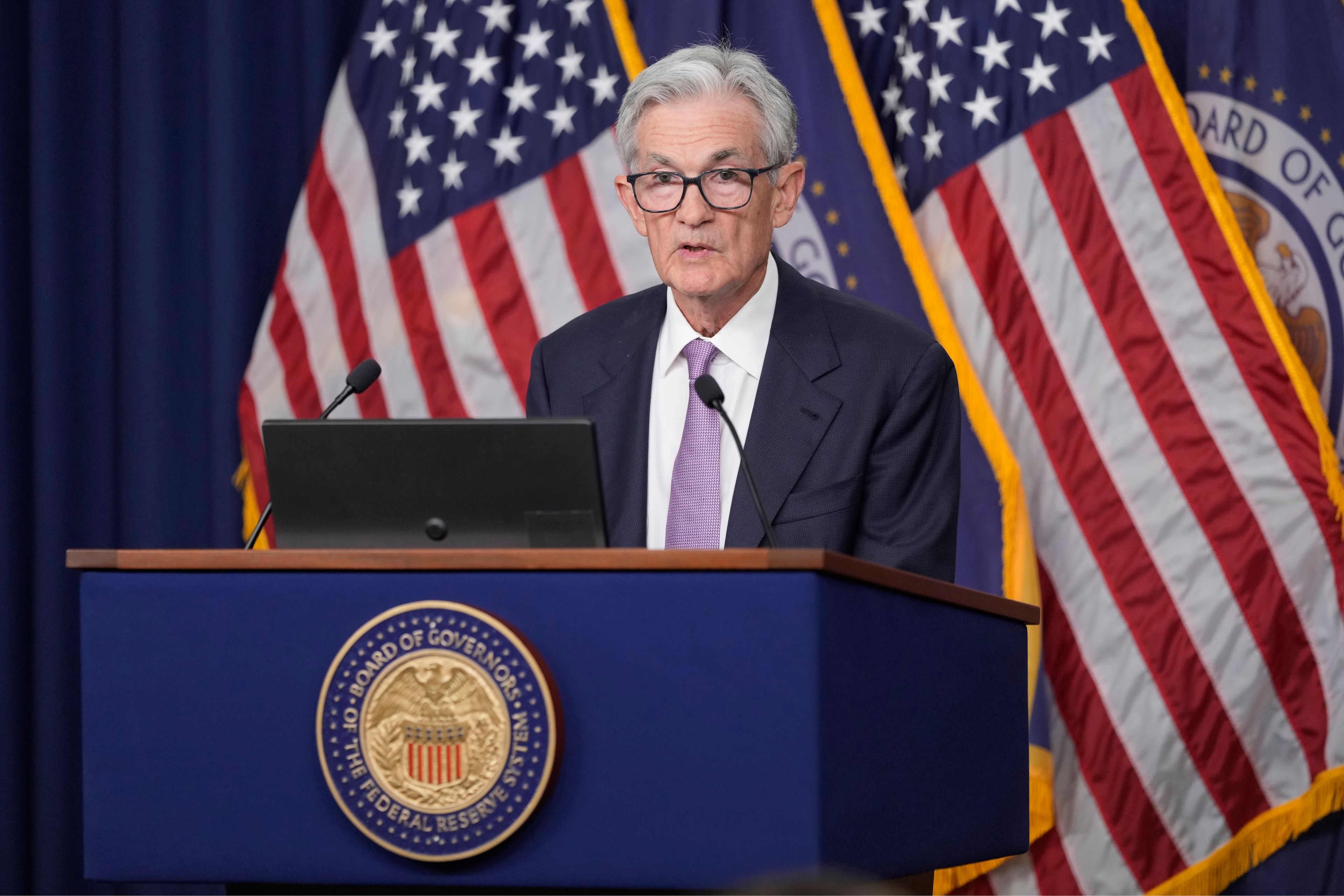 Federal Reserve Board Chairman Jerome Powell speaks during a news conference at the Federal Reserve in Washington, Wednesday, Sept. 18, 2024. (AP Photo/Ben Curtis)