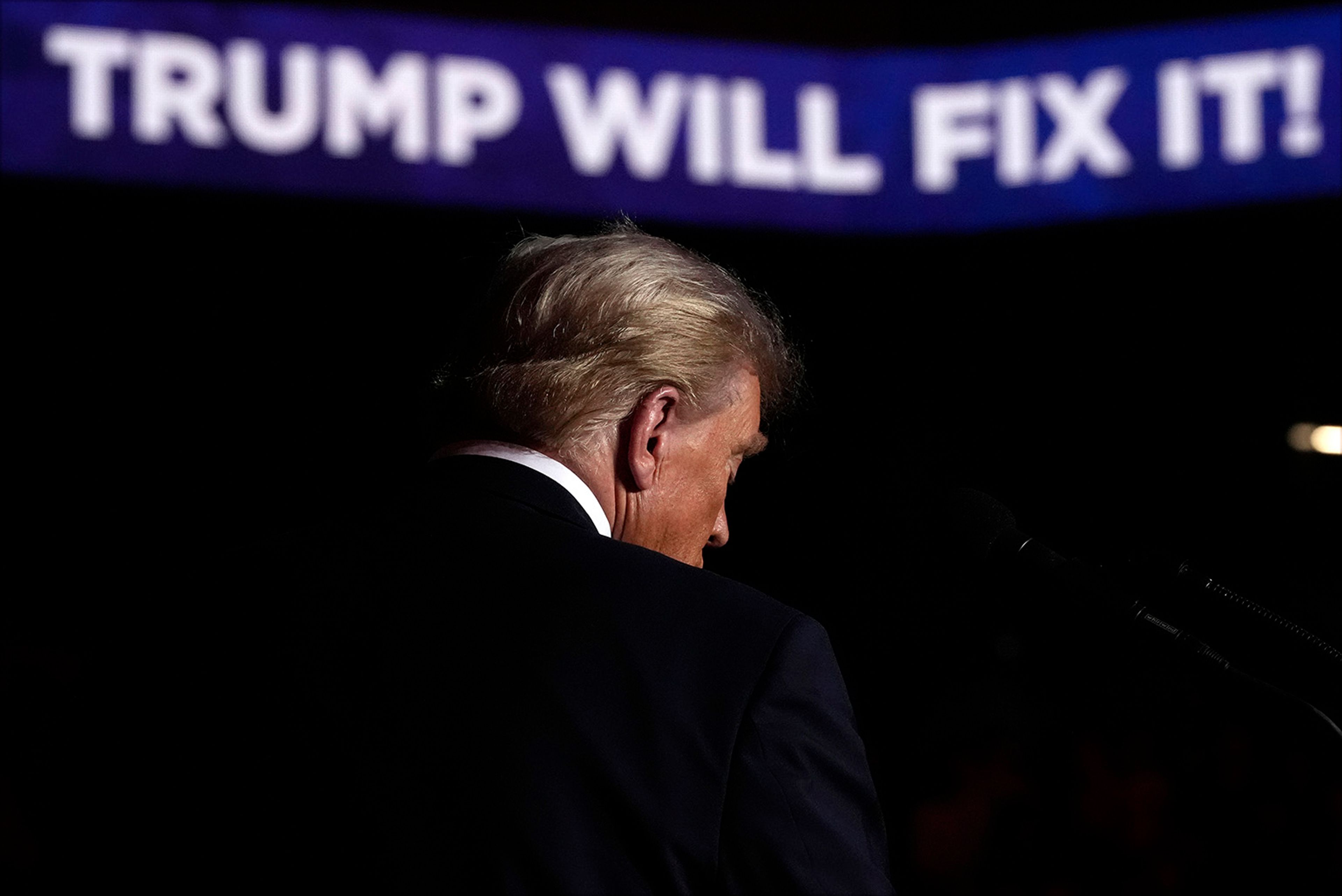 Republican presidential nominee former President Donald Trump speaks during a campaign rally at Lee's Family Forum, Thursday, Oct. 31, 2024, in Henderson, Nev. 