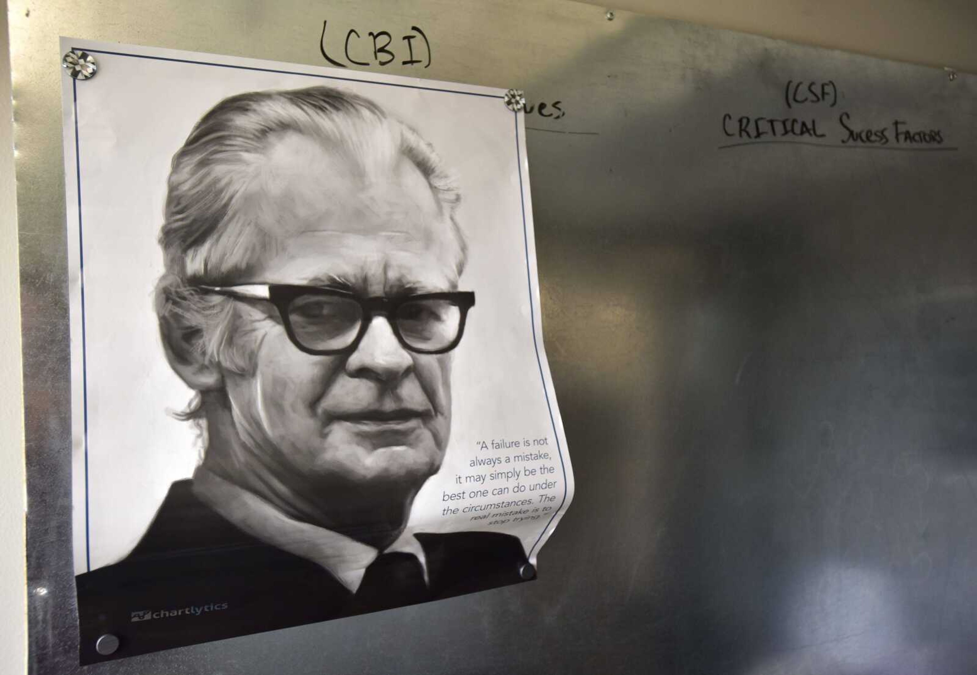 A picture of American psychologist B.F. Skinner with a quote is seen Thursday at the Morning Star office in Cape Girardeau.