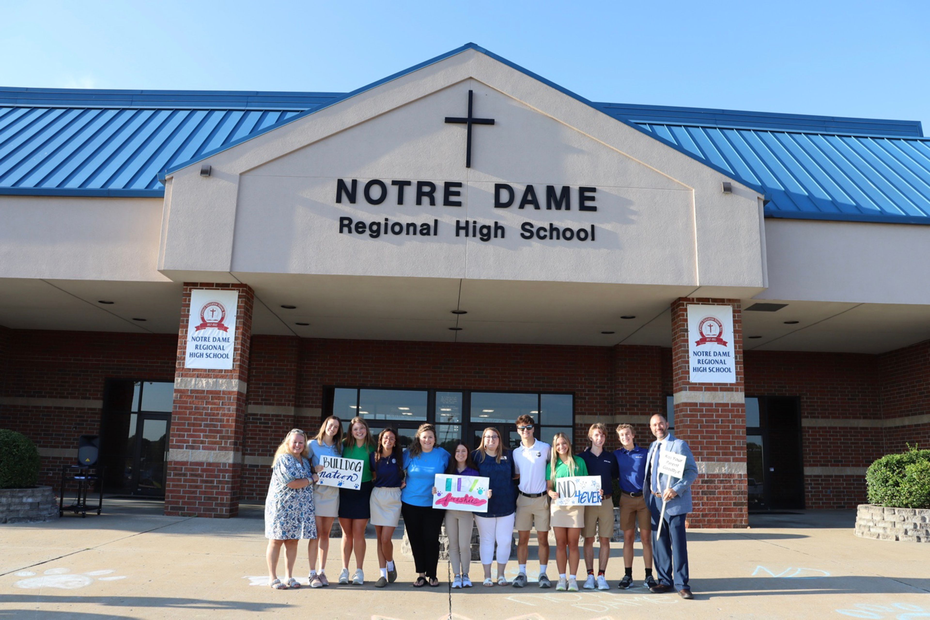 Notre Dame Regional High School administration, faculty and Student Council officers welcomed the freshman students on their first day of high school Aug. 20, 2024. 
