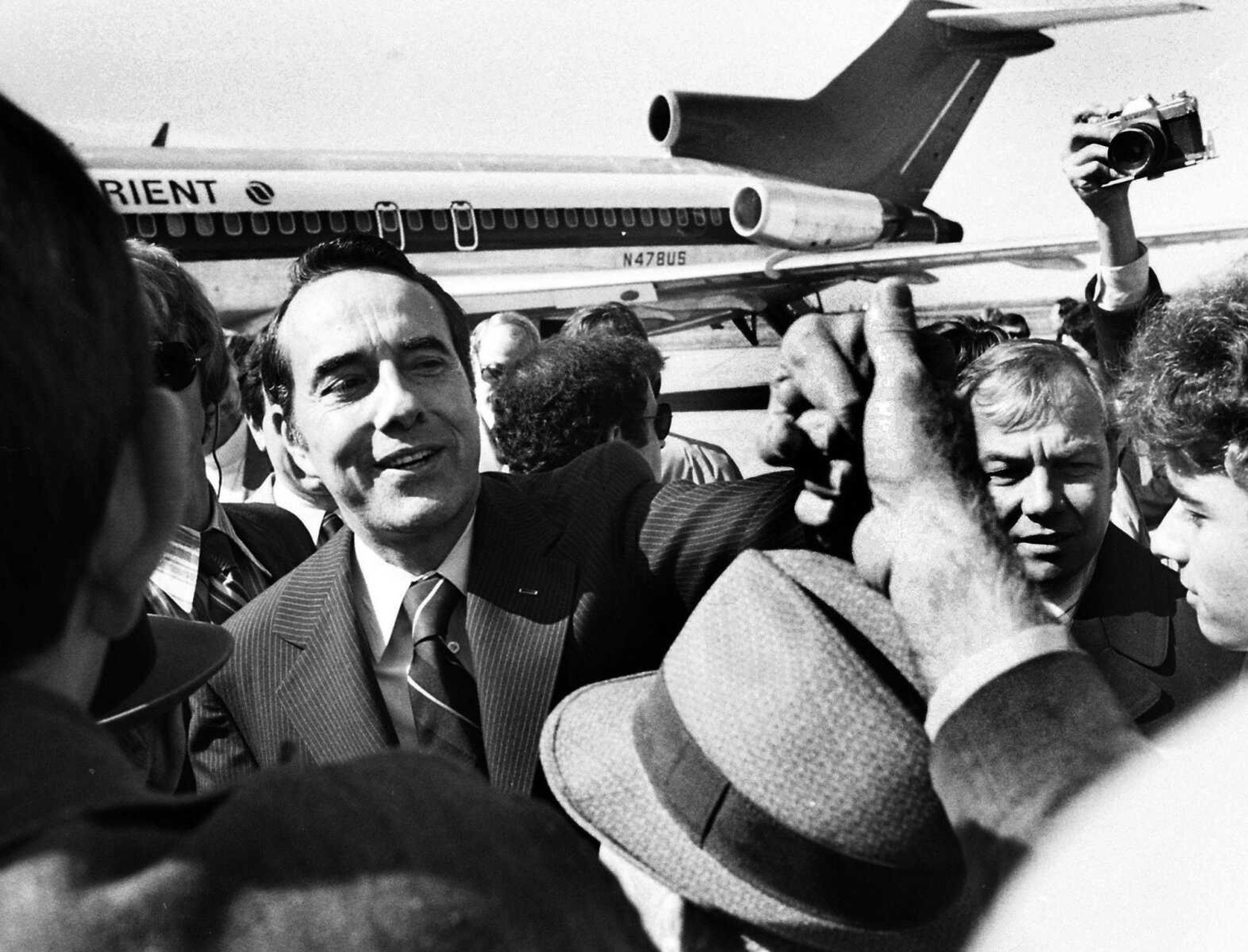 Southeast Missourian archive
U.S. Senator Robert Dole brought his vice presidential campaign to Cape Girardeau on Oct. 18, 1976. He greeted people at the Cape Girardeau Municipal Airport before going to speak at Southeast Missouri State University.