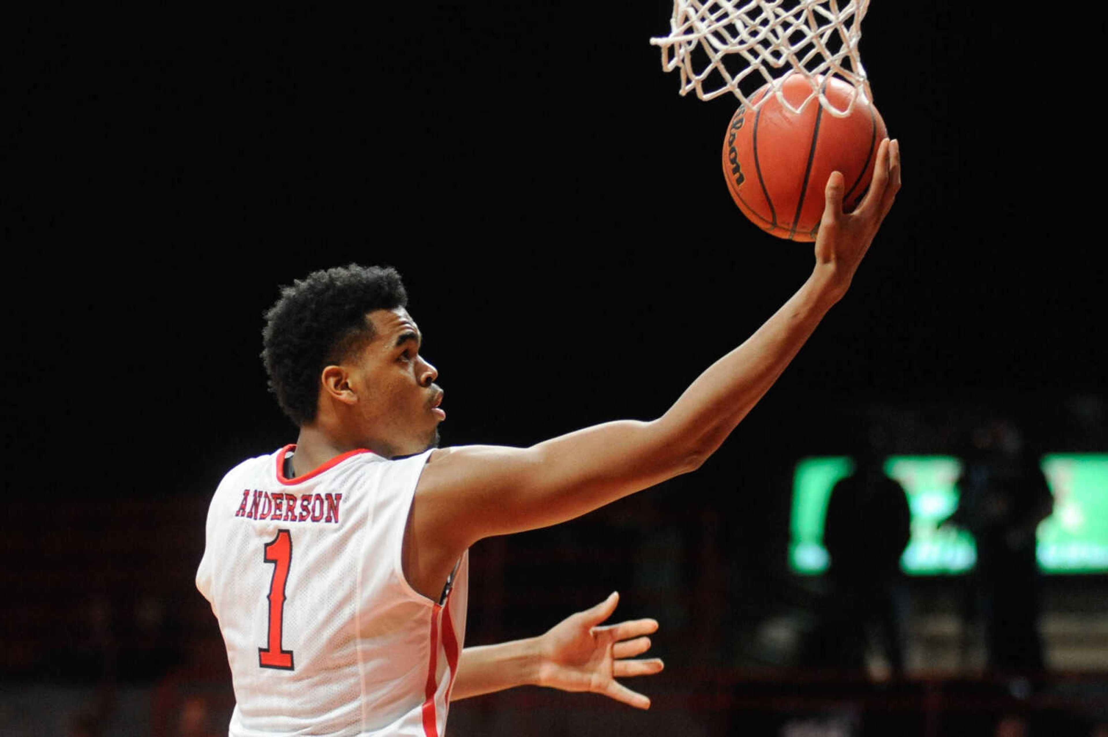 Southeast Missouri State's Tony Anderson puts up a shot the second half against Belmont Thursday, Dec. 31, 2015 at the Show Me Center. (Glenn Landberg)