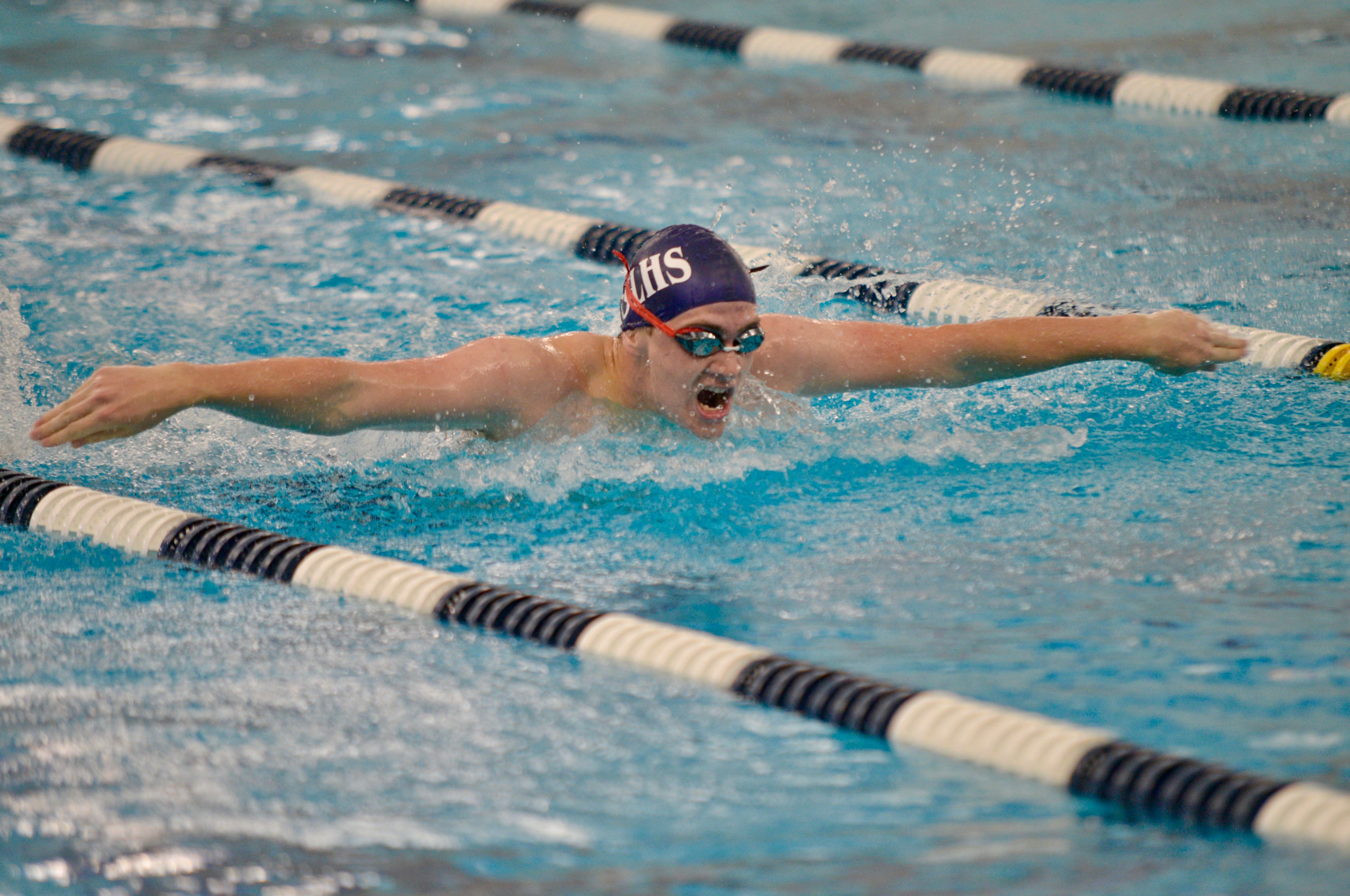 Saxony Lutheran's Tommy Haz swims against Jackson on Monday, Oct. 28, at the Cape Aquatic Center.