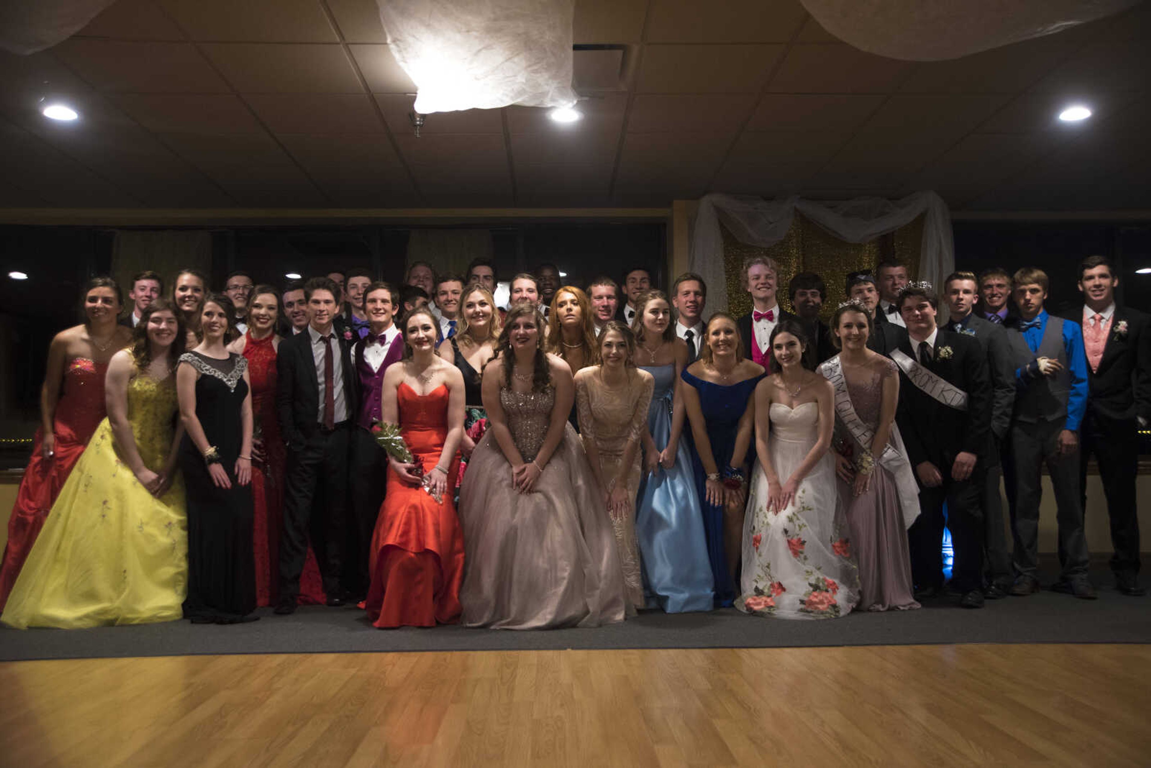 The seniors pose for a photo during the Saxony Lutheran prom Saturday, April 22, 2017 at the Elk's Lodge in Cape Girardeau.