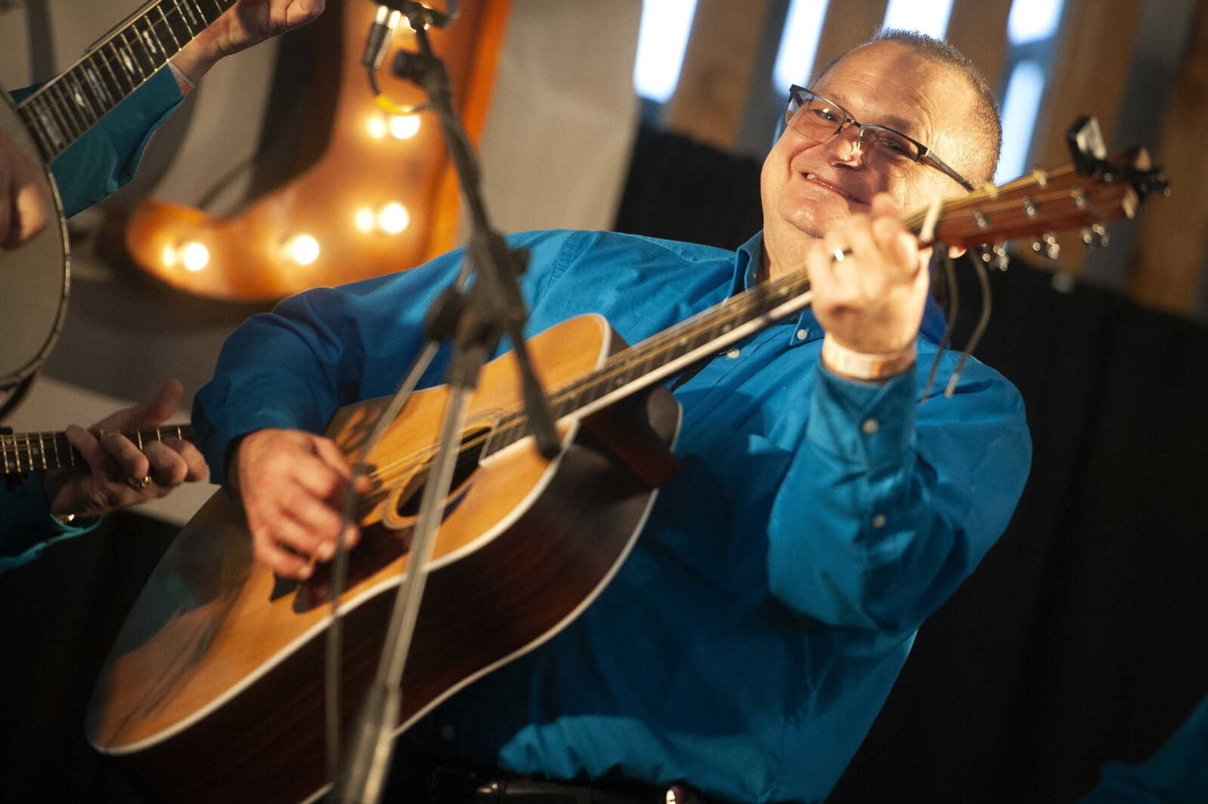 Jim Kerber of Morley, Missouri, performs with Janie Brown &amp; the Chestnut Mountain Gang on Friday, Jan. 24, 2020, during the Bootheel Bluegrass Festival at the Bavarian Halle in Fruitland.&nbsp;