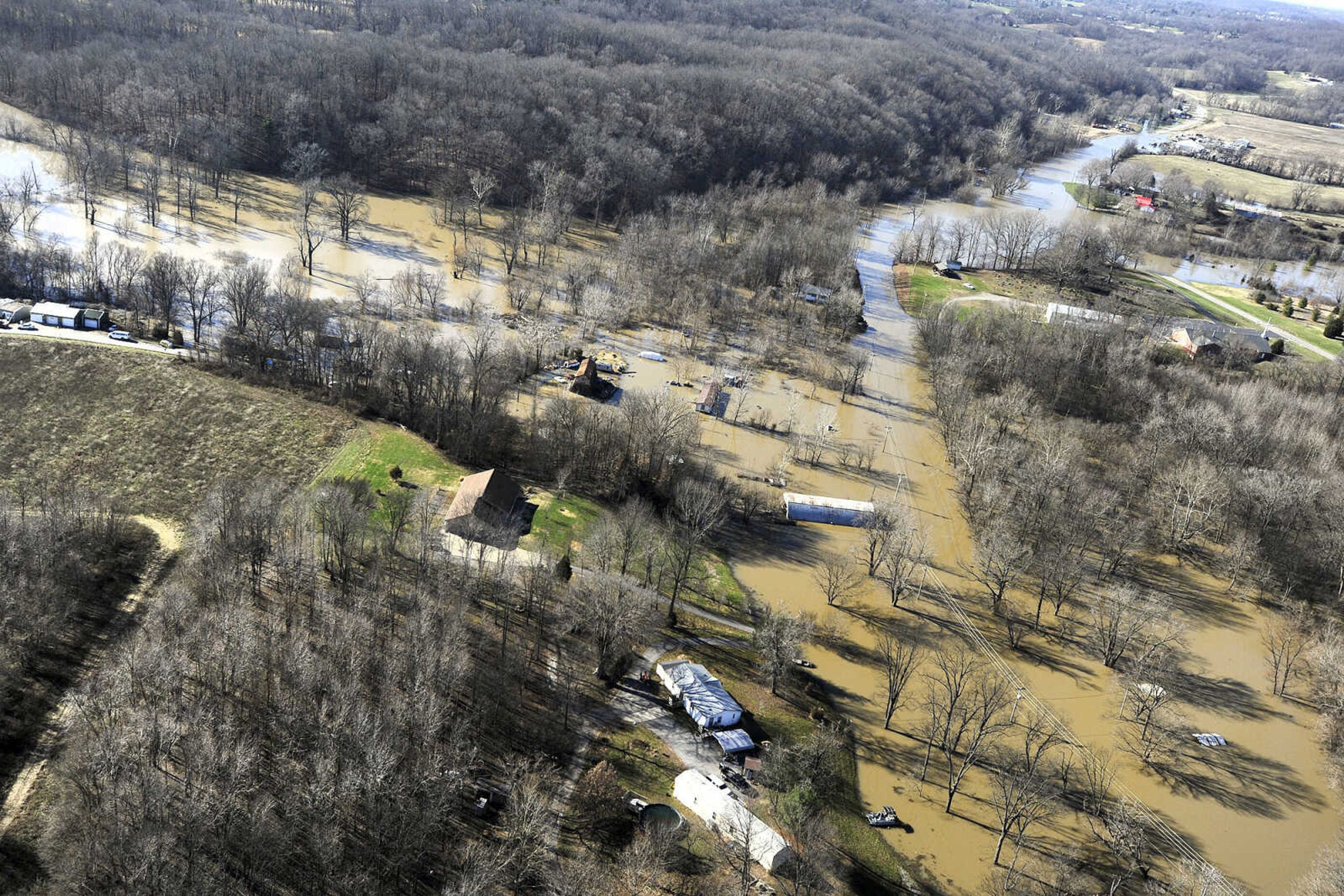 LAURA SIMON ~ lsimon@semissourian.com

The swollen Mississippi River is seen a portion of Highway 177 and the surrounding areas in Cape Girardeau, Saturday, Jan. 2, 2016.