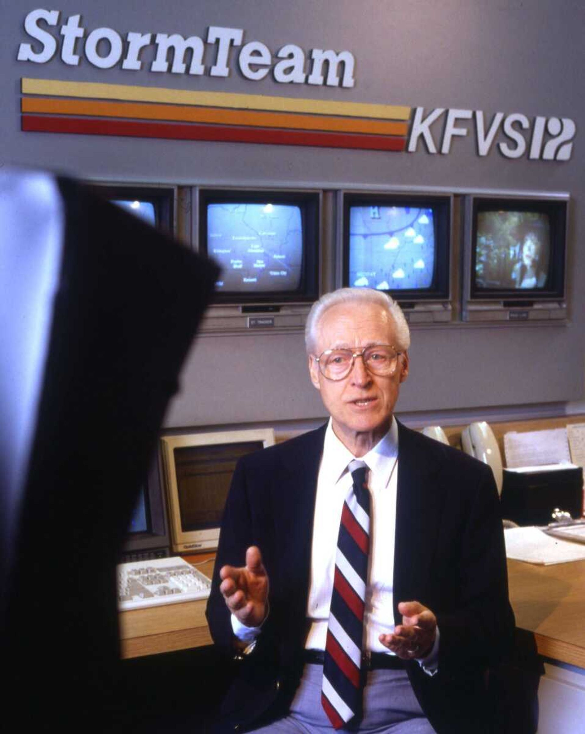 Don McNeely gives a weather update June 21, 1993 from the KFVS12 studio in Cape Girardeau. McNeely died Sunday, Nov. 8, 2015 at age 88. (Fred Lynch)