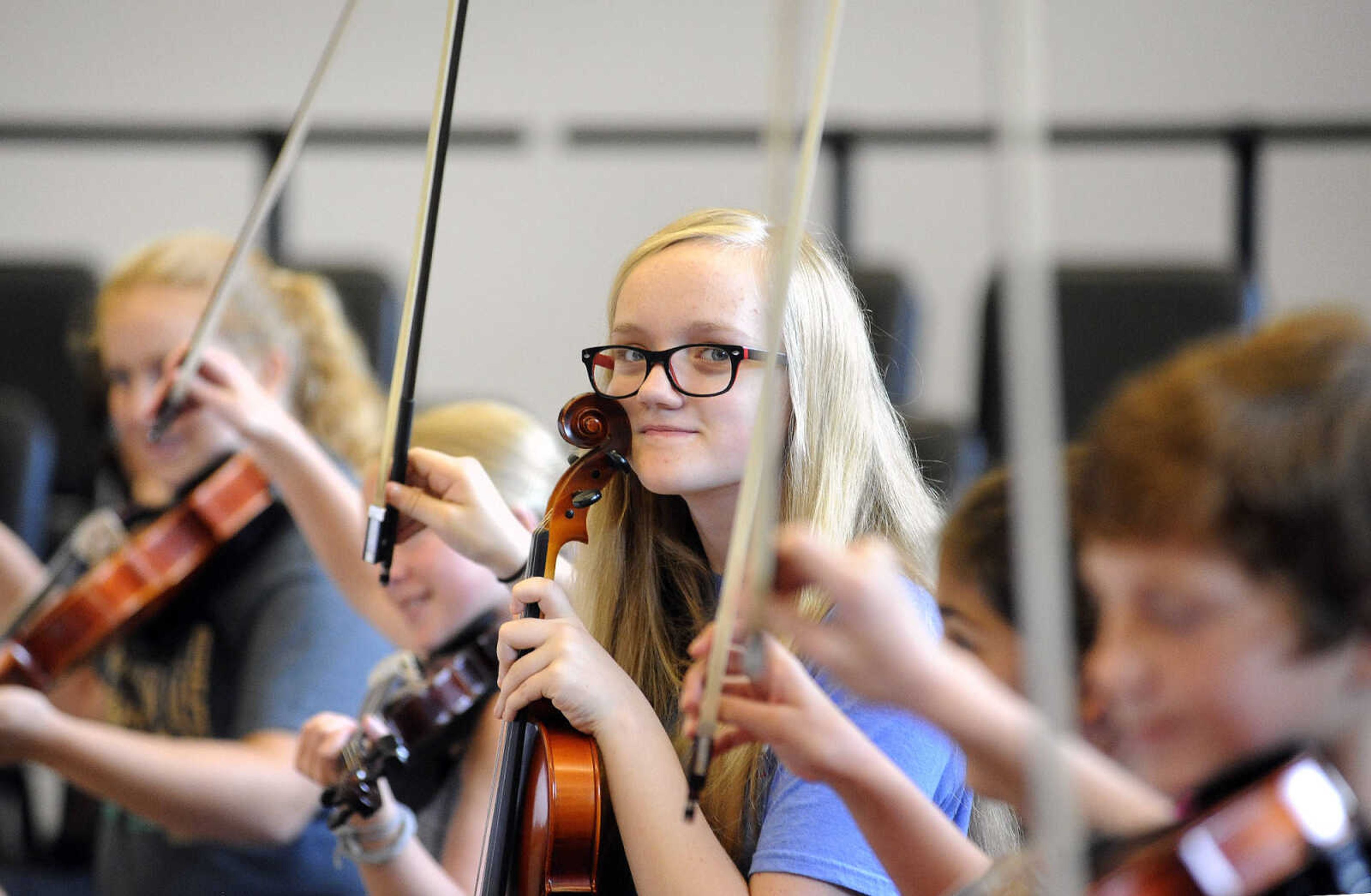 LAURA SIMON ~ lsimon@semissourian.com

Kelly Thomsen looks up from her fiddle during the Southeast Missouri State University Music Academy's Exploring American Fiddle Styles class taught by Steve Schaffner at the River Campus on Wednesday, July 20, 2016.