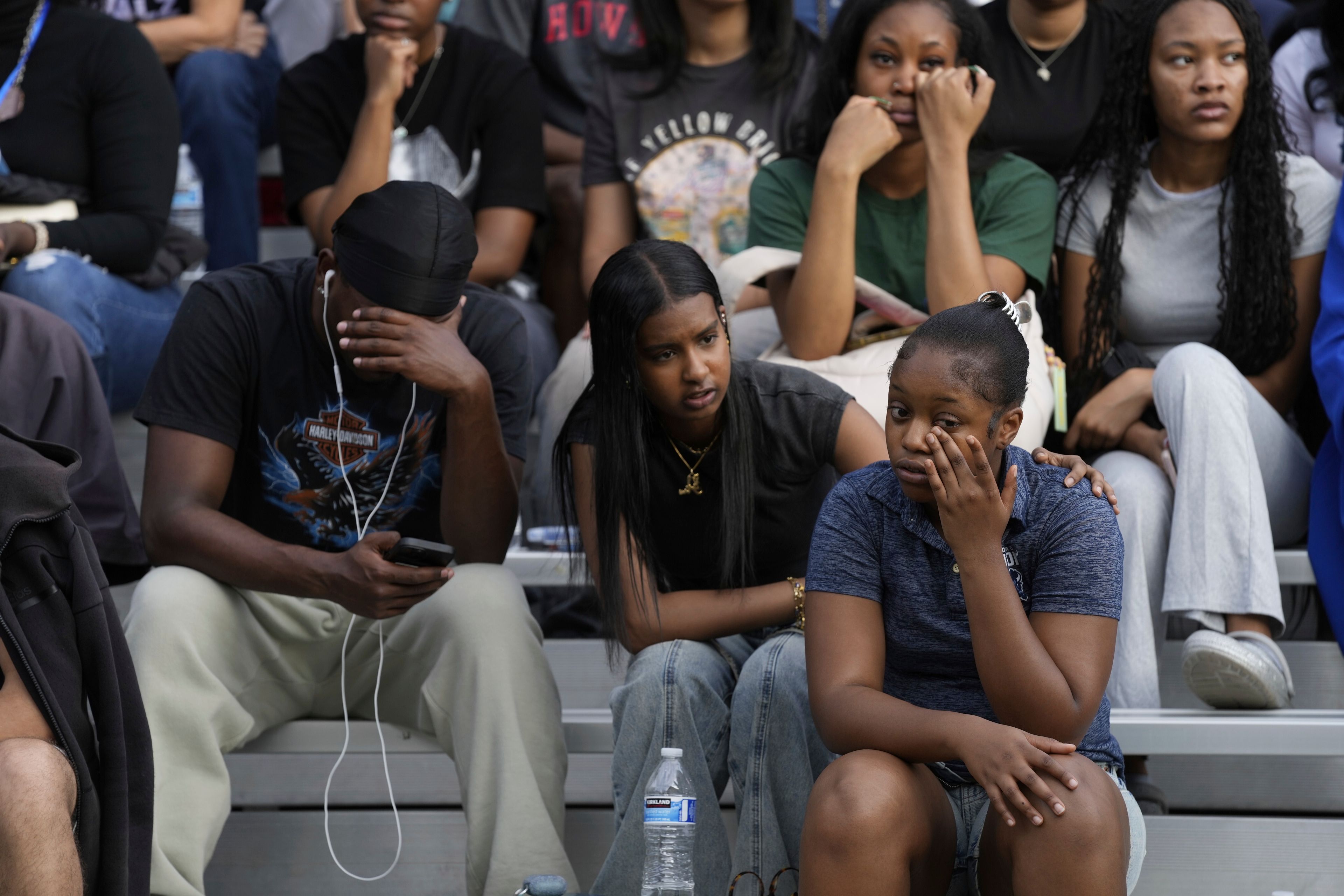 Supporters arrive before Vice President Kamala Harris delivers a concession speech after the 2024 presidential election, Wednesday, Nov. 6, 2024, on the campus of Howard University in Washington. (AP Photo/Susan Walsh)