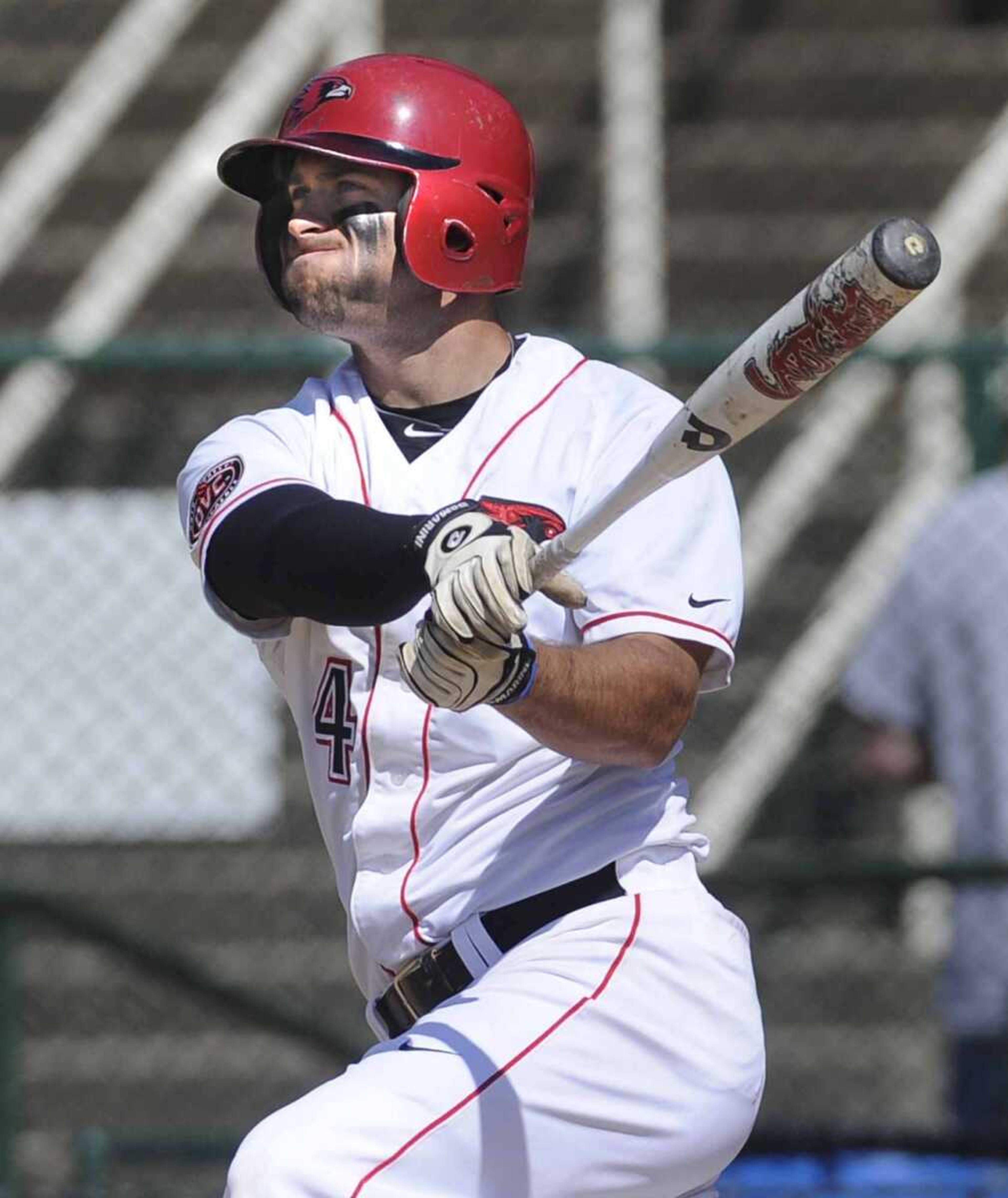 Southeast Missouri State's Kenton Parmley hits a two-run homer against Tennessee Tech during the fifth inning Saturday at Capaha Field. (Fred Lynch)