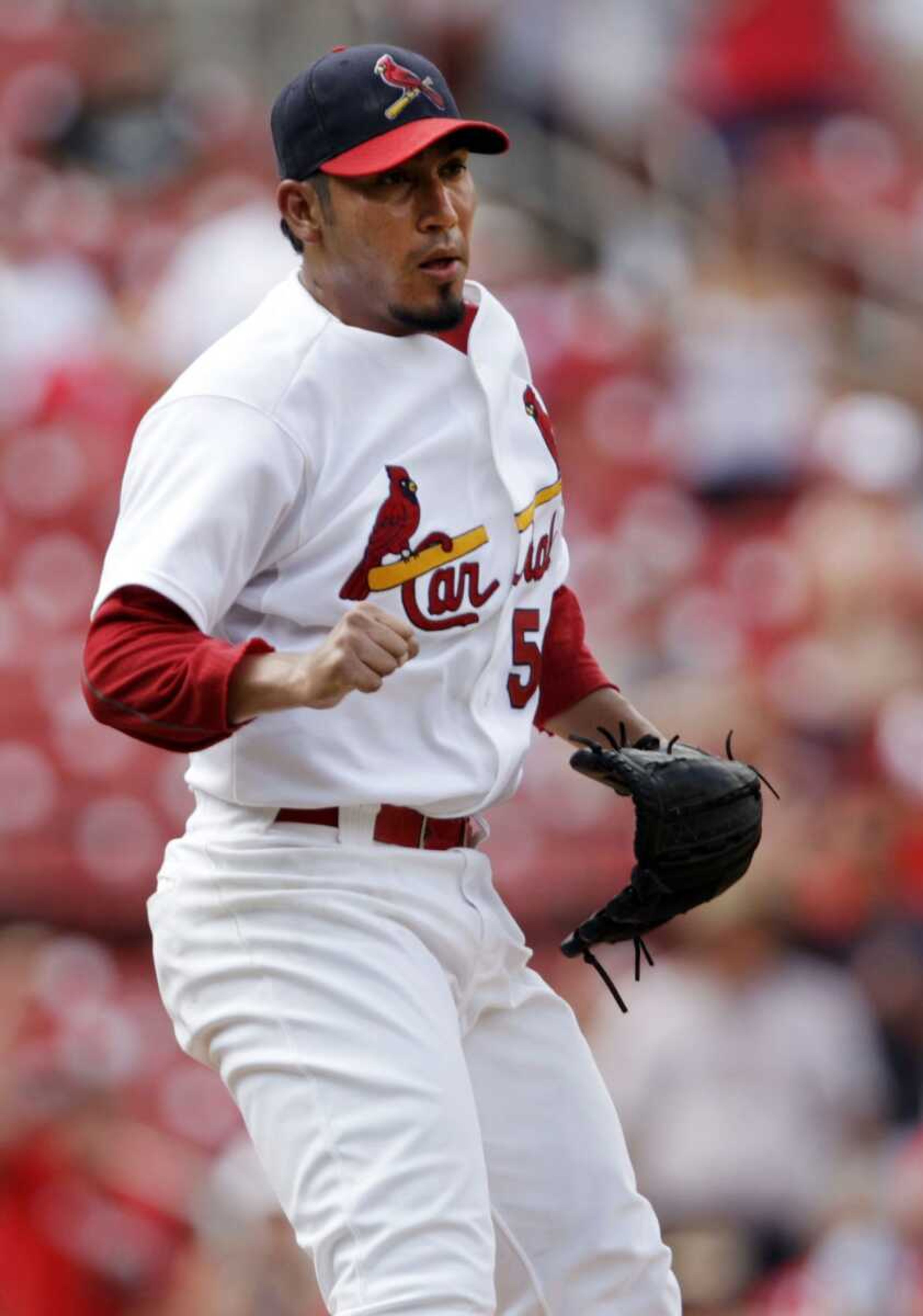 Reliever Fernando Salas played a big part in helping the Cardinals weather a difficult first half to the season, collecting 16 saves in 18 opportunities since being moved into the closer's role. (Tom Gannam ~ Associated Press)