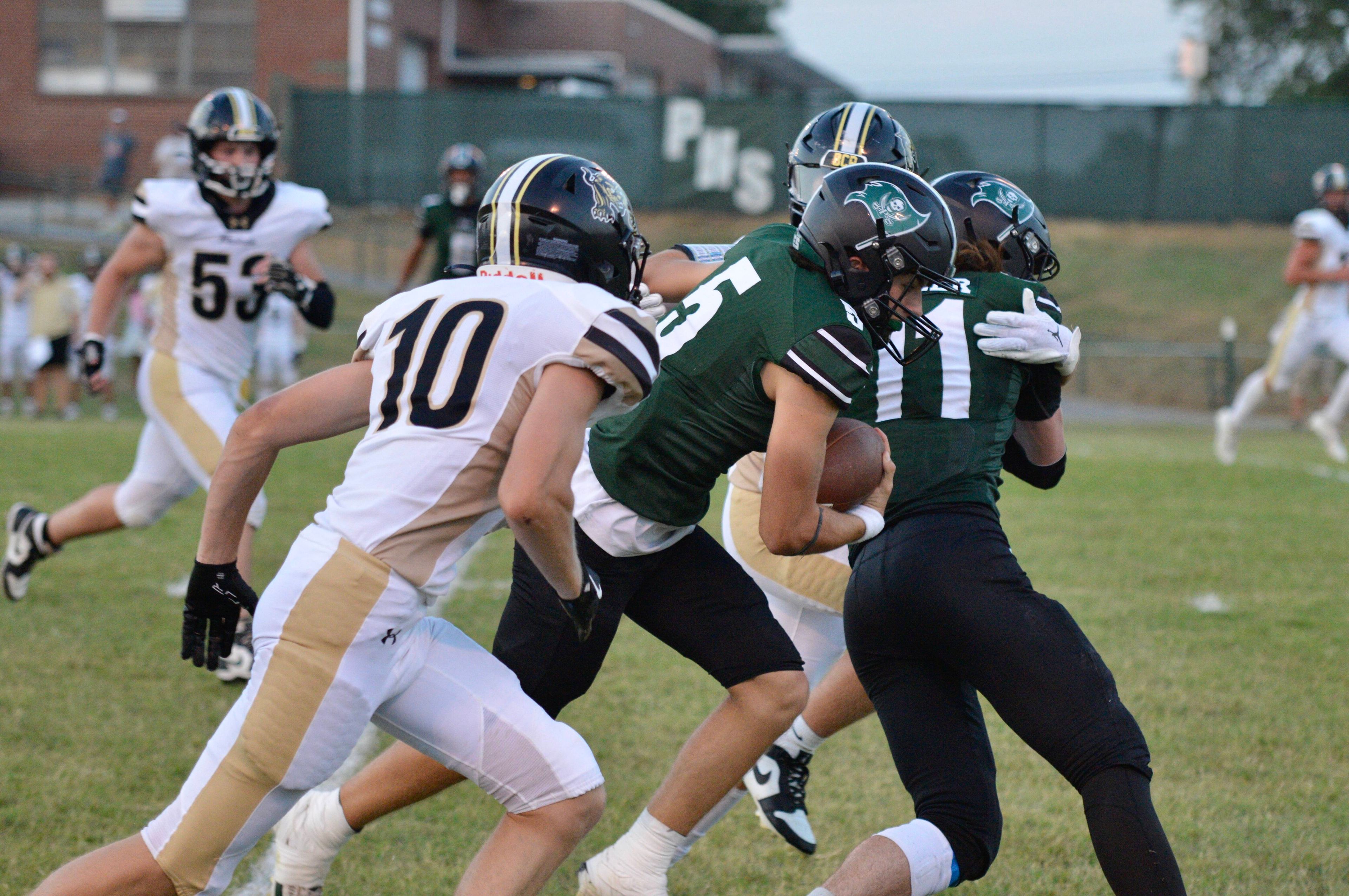 Perryville quarterback Kayd Luckey carries the ball during a run against Fredericktown on Thursday, Aug. 29, in Perryville, Mo. 