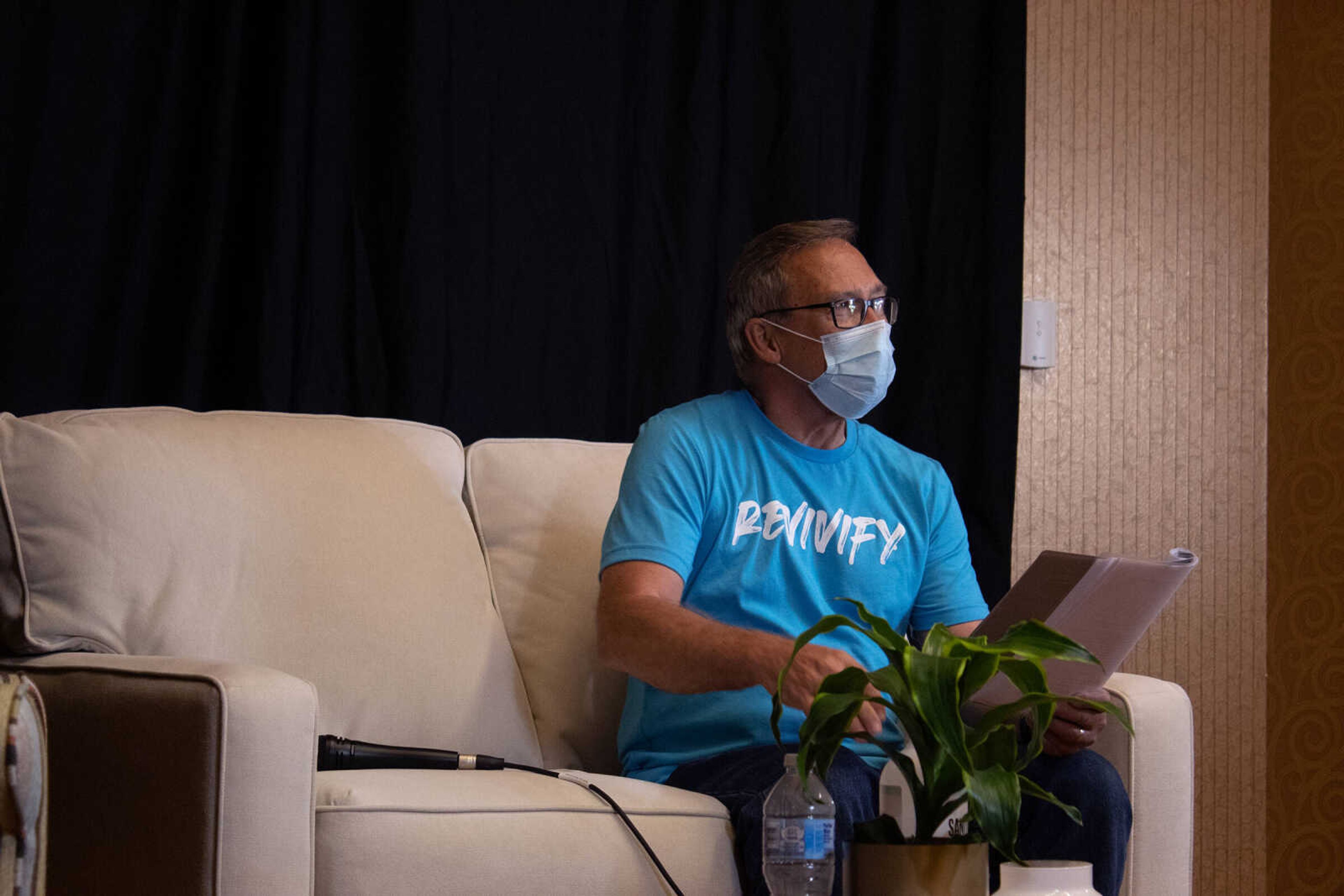 Board President of Old Town Cape Danny Essner speaks during the live broadcast created by MediaLeaf at Old Town Cape's Revivify fundraiser on Thursday, Oct. 22, 2020, at Century Casino in Cape Girardeau.