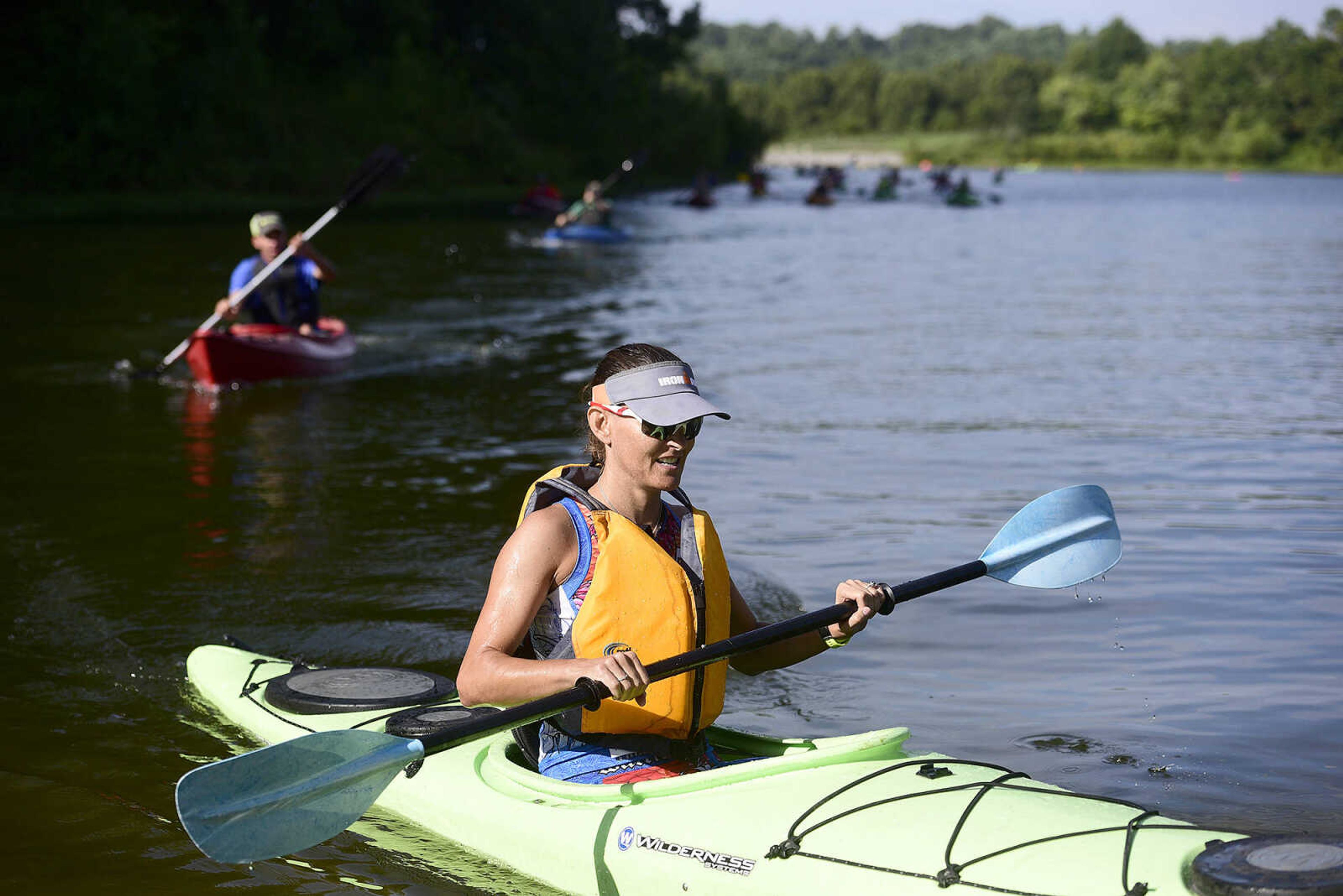 People kayak on Lake Boutin during the first ever St. Jude Heroes Yak 'n Run on Saturday, Aug. 26, 2017, at Trail of Tears State Park. All proceeds from the event support St. Jude Children's Research Hospital