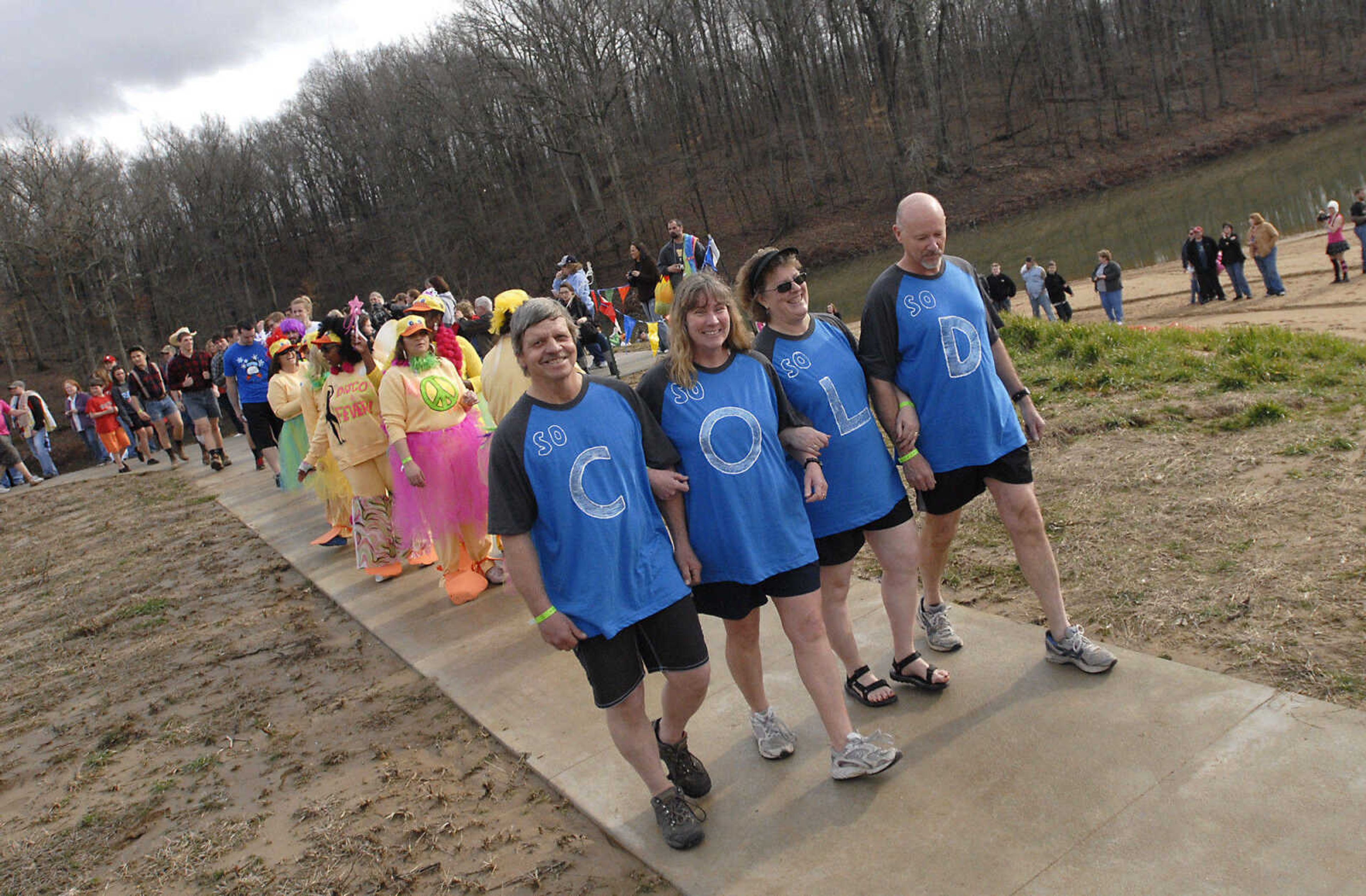 KRISTIN EBERTS ~ keberts@semissourian.com

Teams show off their costumes in a parade during the 2012 Polar Plunge at the Trail of Tears State Park's Lake Boutin on Saturday, Feb. 4, 2012.