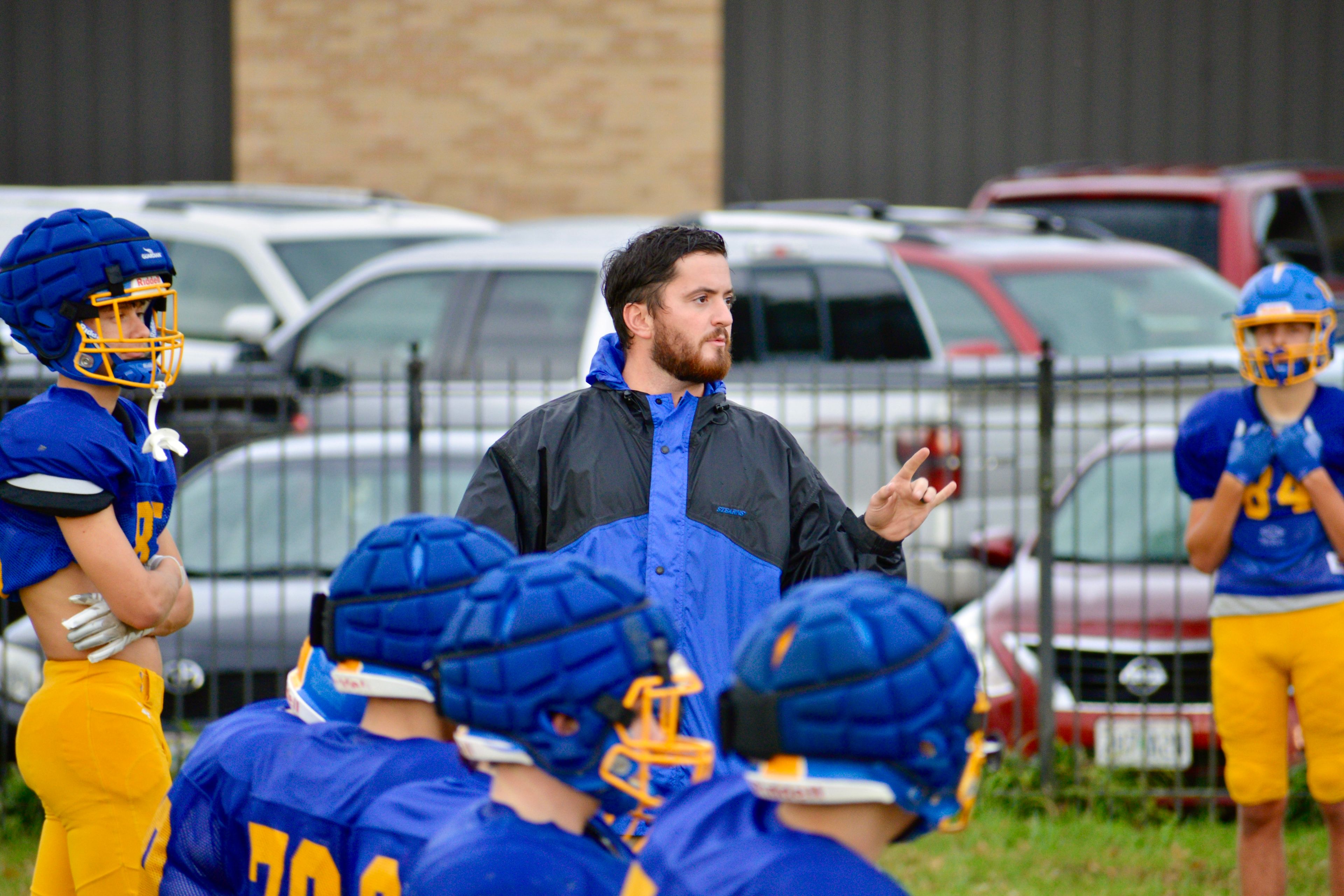 St. Vincent head coach Tim Schumer directs his players during football practice on Wednesday, Sept. 25, at St. Vincent High School.
Tony Capobianco ~ tcapobianco@semoball.com