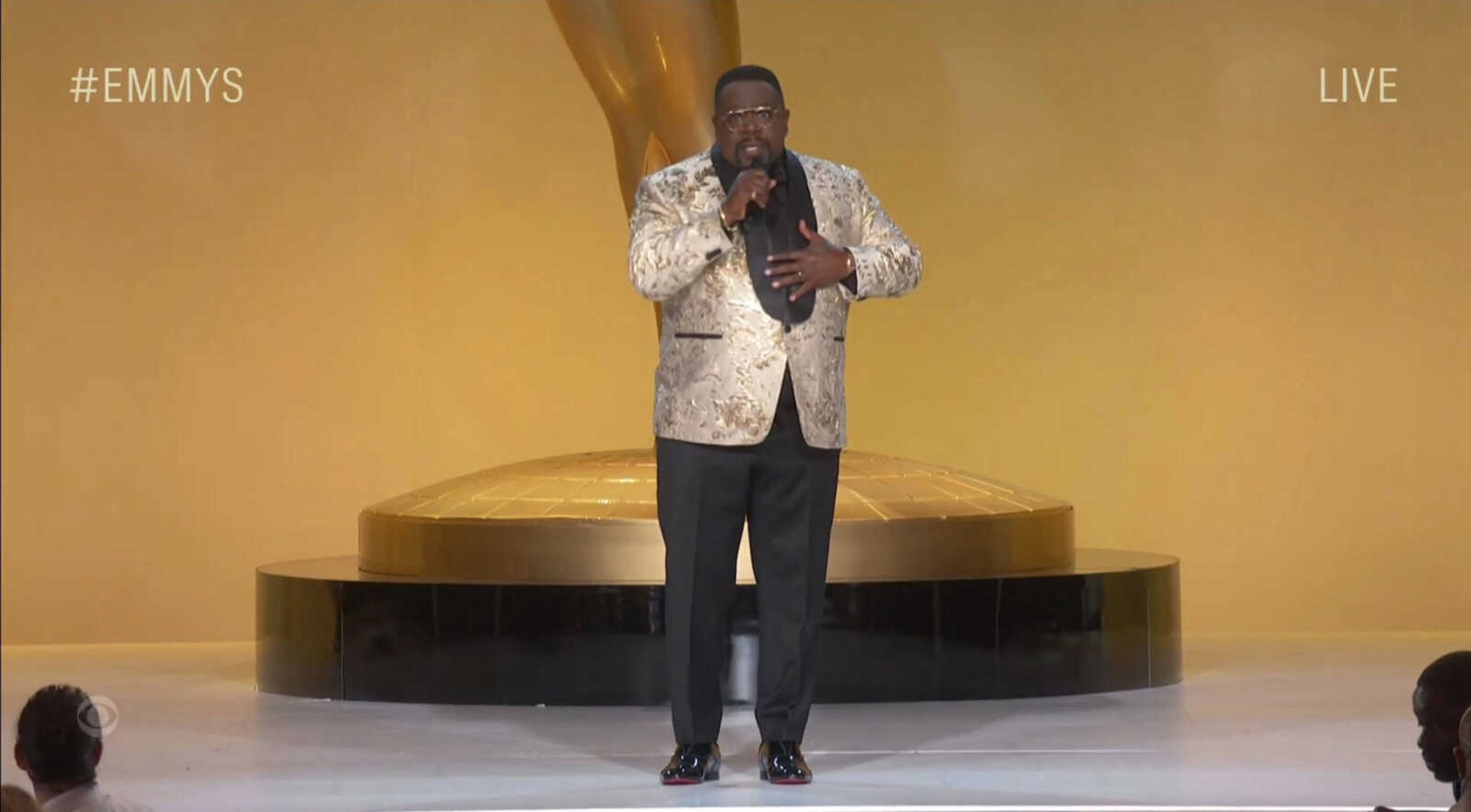 In this video grab, Cedric the Entertainer — a Southeast Missouri State University graduate — speaks during the Primetime Emmy Awards on Sunday in Los Angeles.