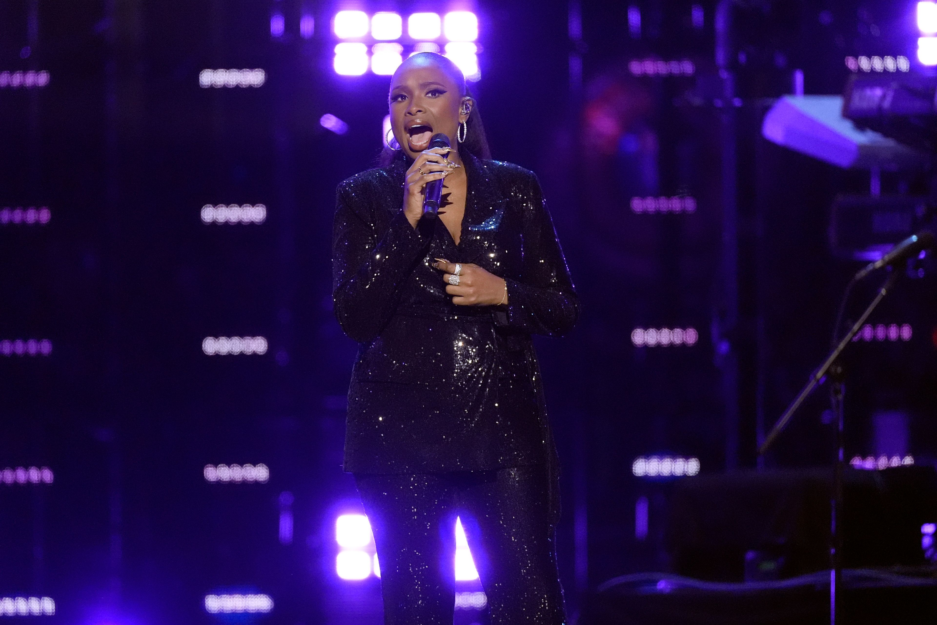 Jennifer Hudson performs during the 39th Annual Rock & Roll Hall of Fame Induction Ceremony on Saturday, Oct. 19, 2024, at Rocket Mortgage FieldHouse in Cleveland. (AP Photo/Chris Pizzello)