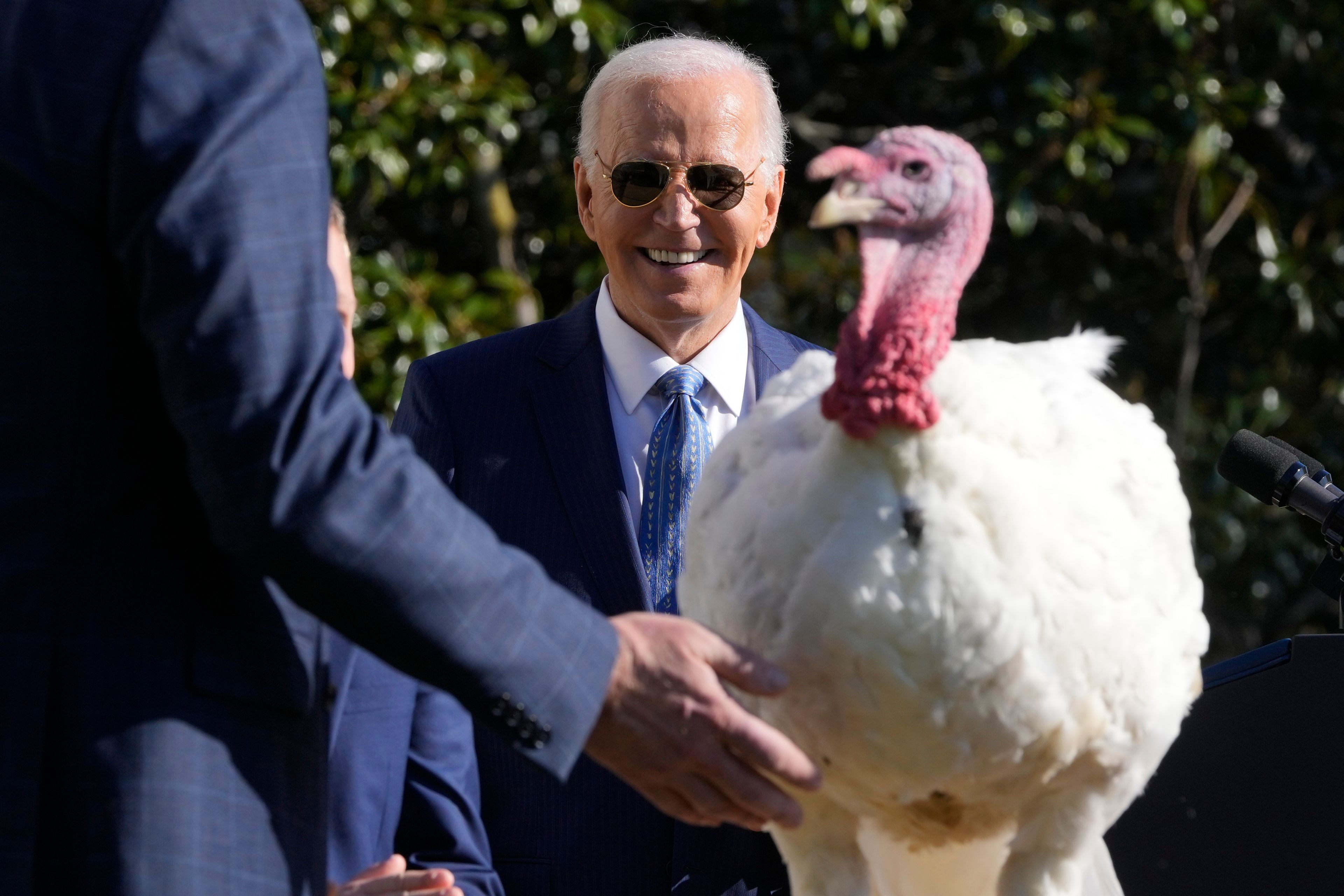 Joe Biden begins final White House holiday season with turkey pardons for 'Peach' and 'Blossom'