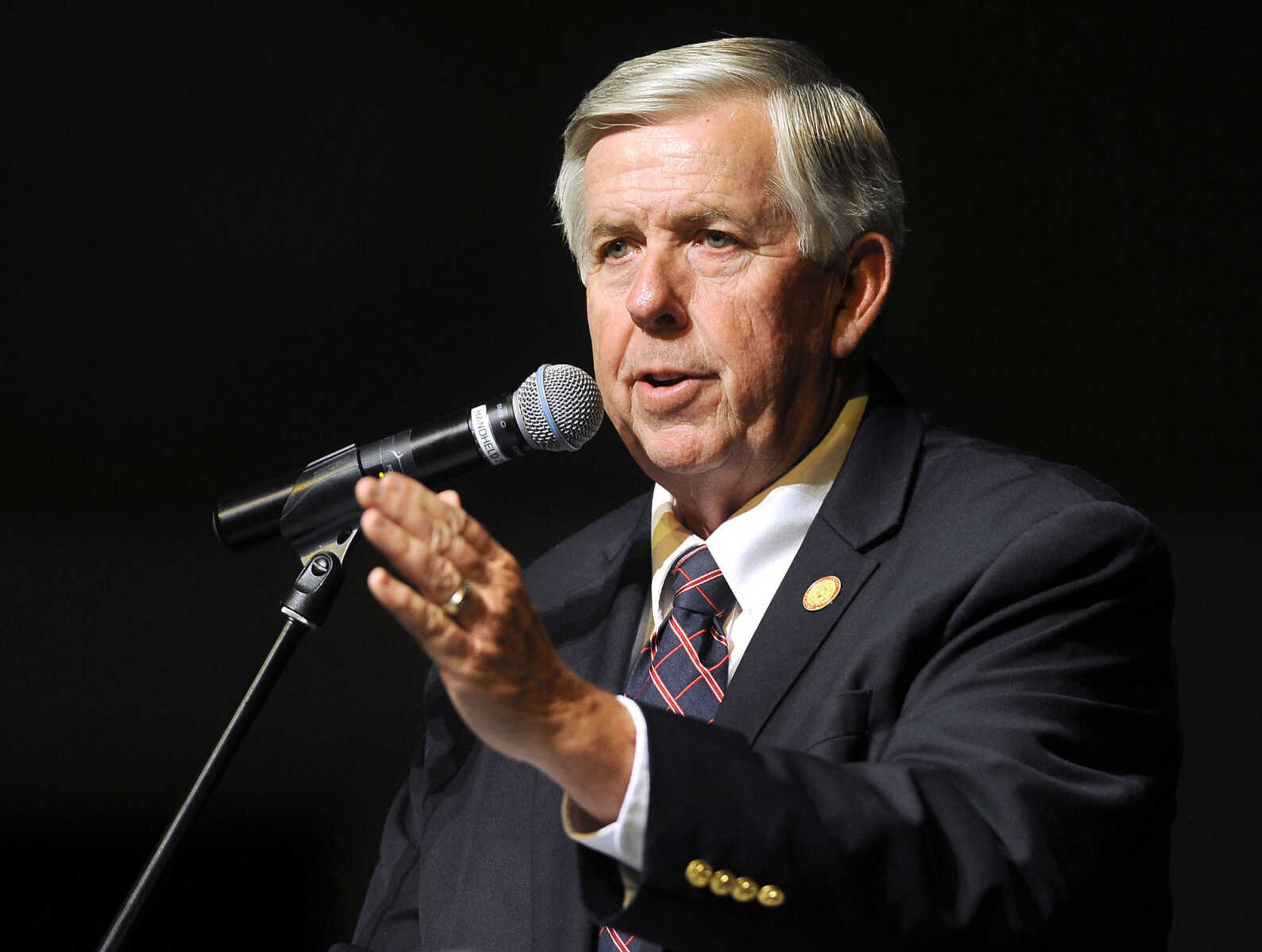 FRED LYNCH ~ flynch@semissourian.com
Missouri Lt. Gov. Mike Parson delivers the keynote speech Thursday, May 25, 2017 during the 2017 Law Enforcement Memorial Ceremony at Cape Bible Chapel in Cape Girardeau.