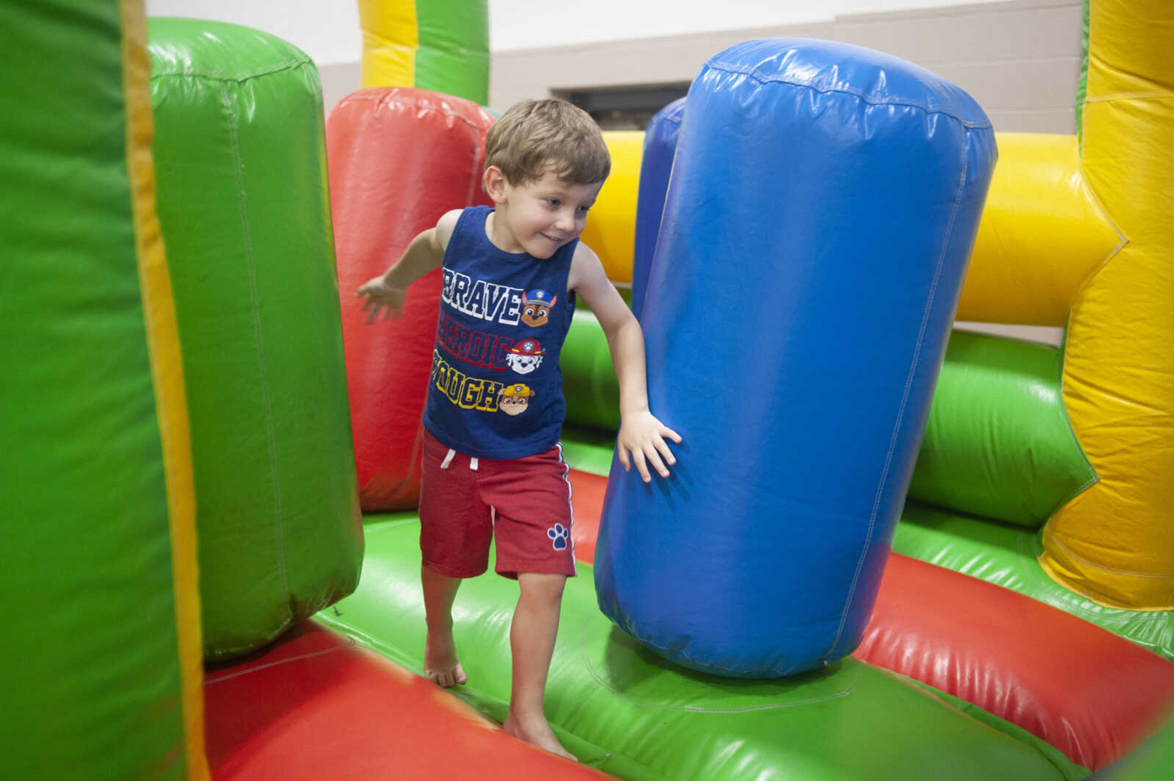 Elliott Hartke, 4, of Cape Girardeau, plays during the 19th annual Parks and Rec Day on Wednesday, July 10, 2019, at the Osage Centre in Cape Girardeau.