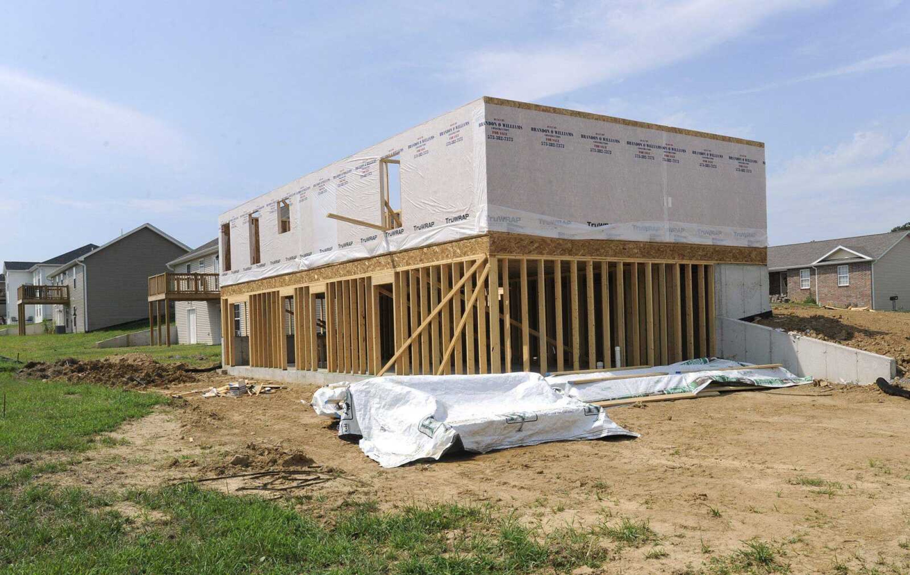 A new home is under construction in the Jackson Ridge subdivision.