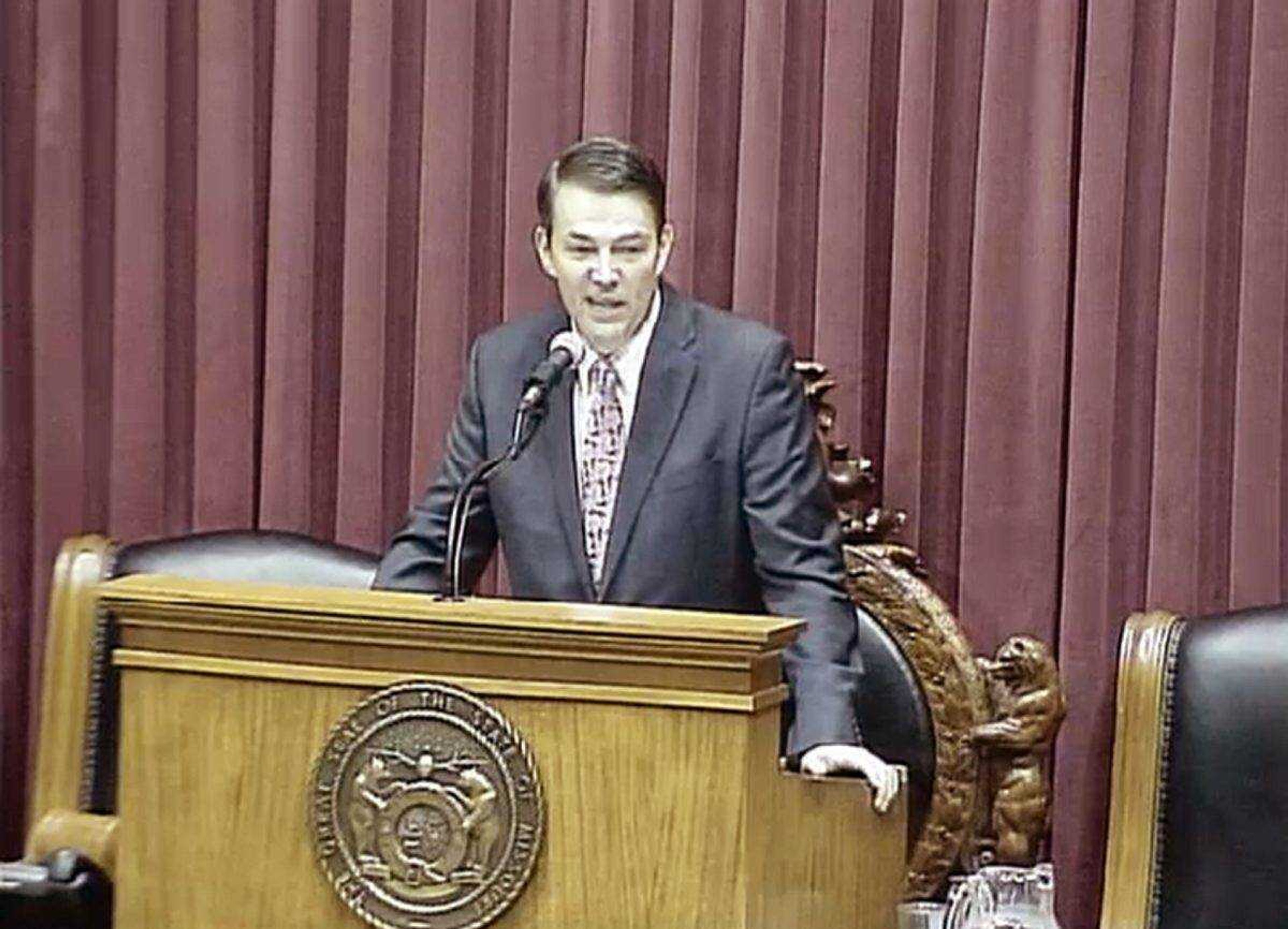 Missouri House Speaker Todd Richardson, R-Poplar Bluff, gives the opening-day speech Wednesday at the Missouri Capitol in Jefferson City. (Missouri House of Representatives)