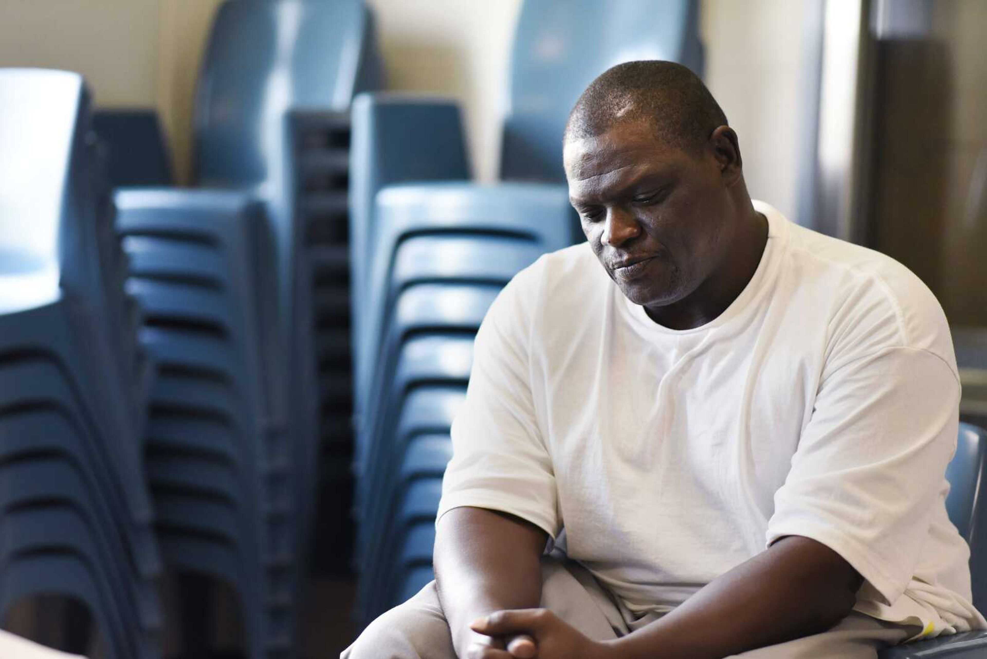 David Robinson sits in the visiting area inside Jefferson City Correctional Center during an interview with the Southeast Missourian in September.