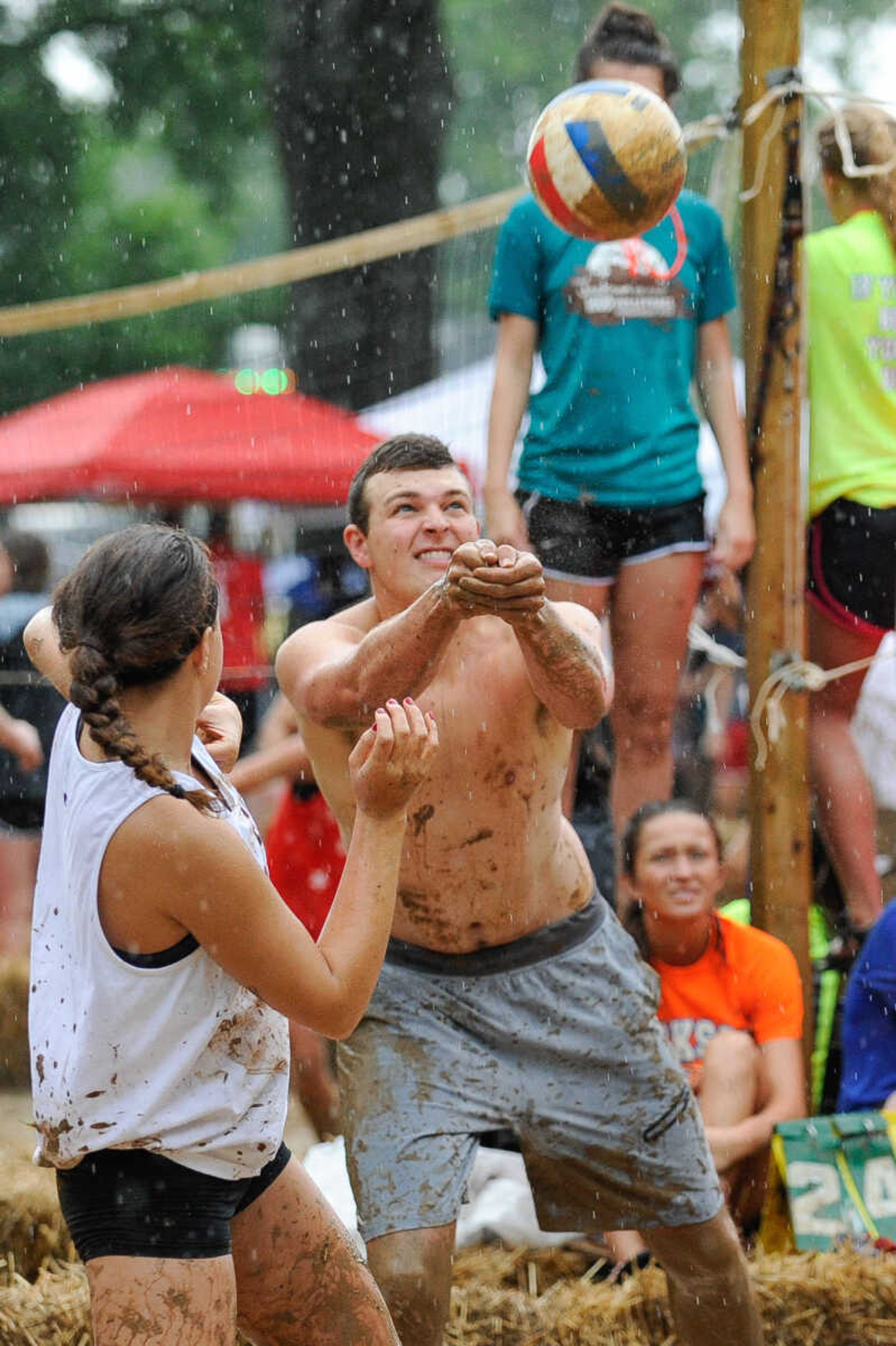 GLENN LANDBERG ~ glandberg@semissourian.com

Teams compete in the mud volleyball tournament during the Fourth of July celebration Monday, July 4, 2016 at Jackson City Park.