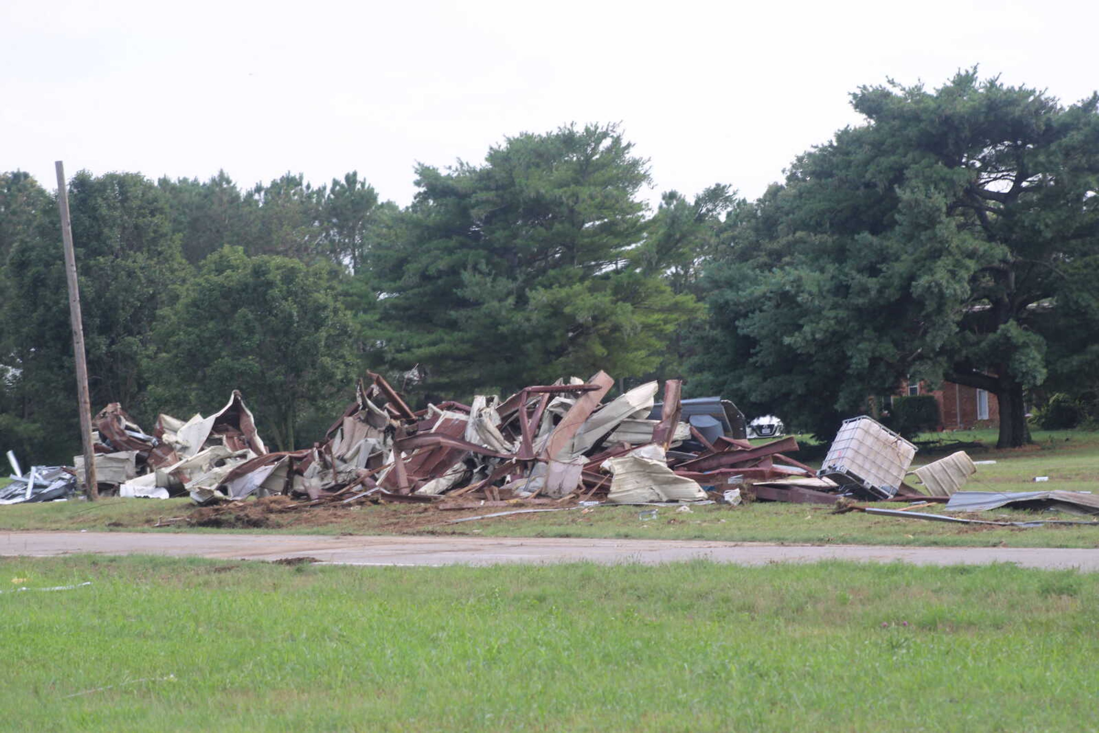 Damage from storm at the intersection of Hwy O and CR 532