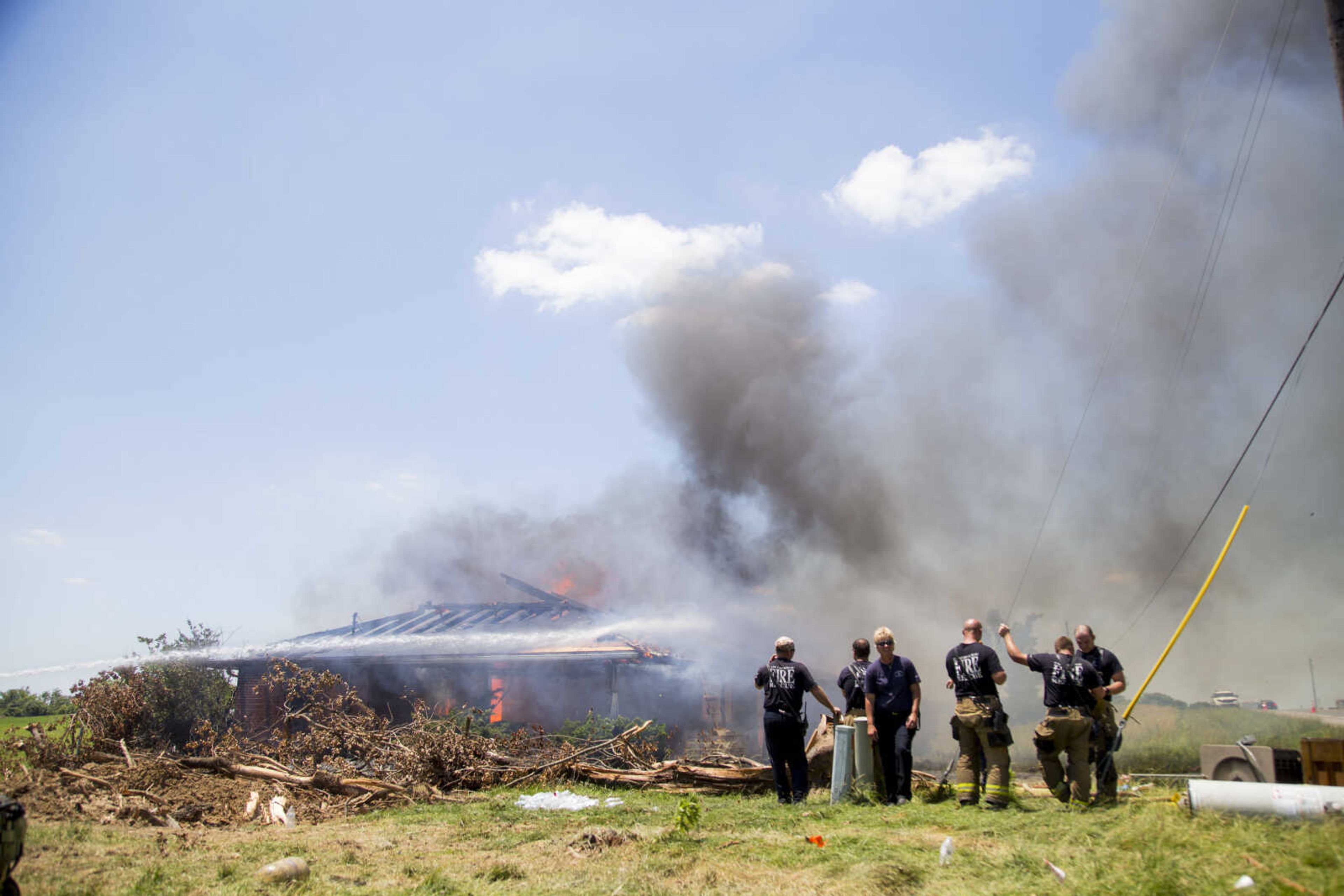 The structure on Route K collapses after the conclusion of live-fire training June 10, 2017 in Cape Girardeau.