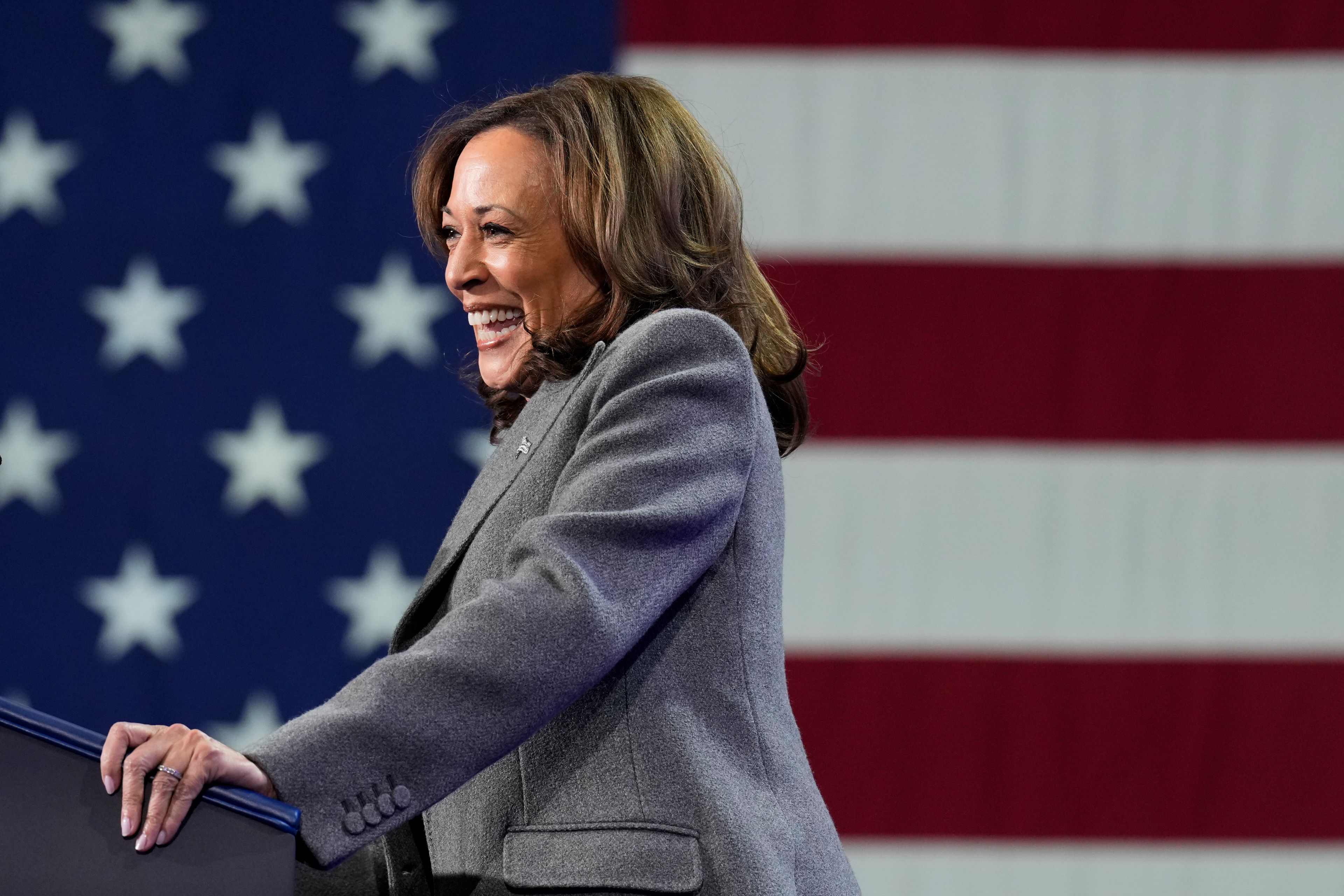 Democratic presidential nominee Vice President Kamala Harris speaks during a campaign event at Lakewood Amphitheatre, Saturday, Oct. 19, 2024, in Atlanta. (AP Photo/Jacquelyn Martin)