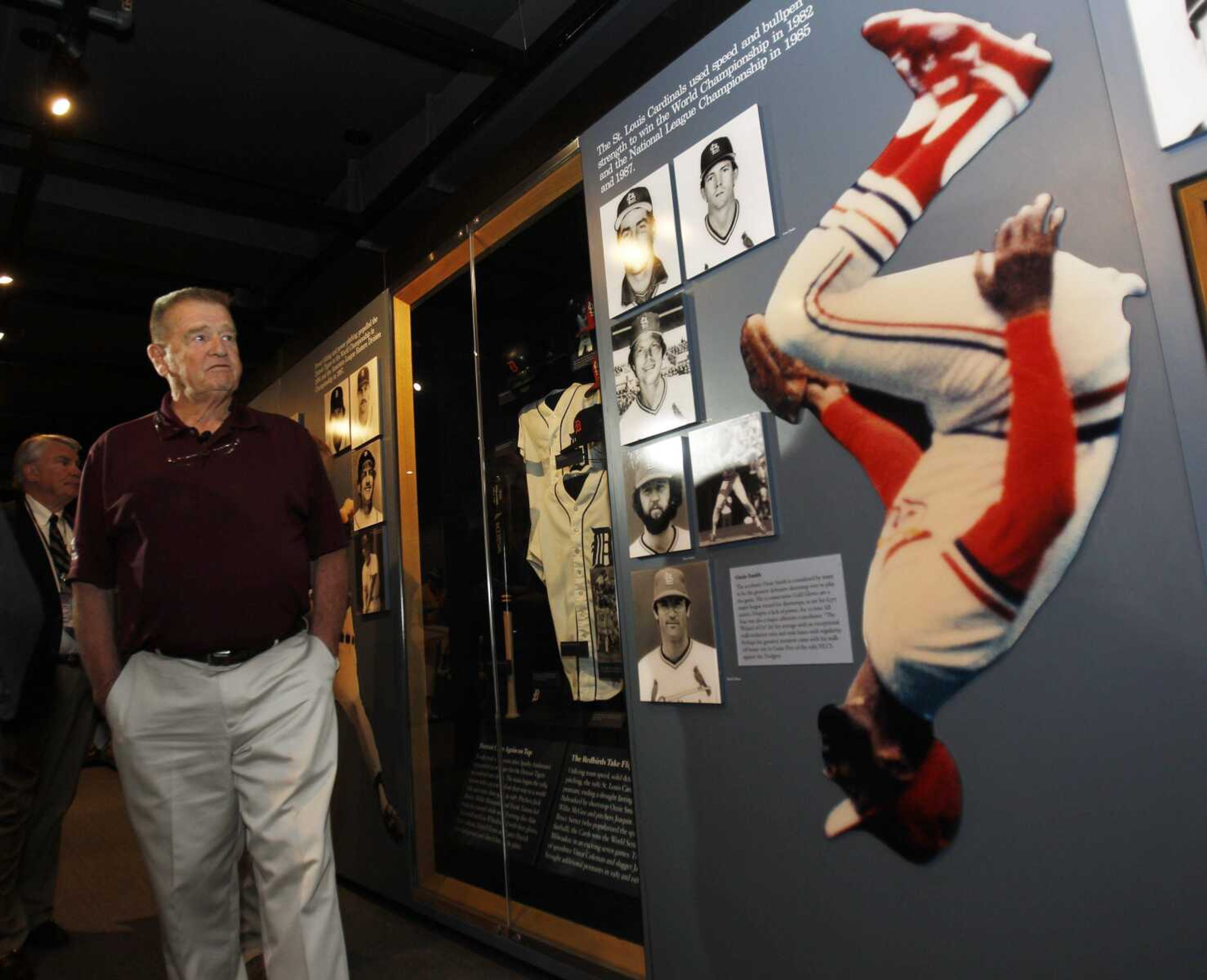 Whitey Herzog looks at a Cardinals exhibit Monday during his orientation visit at the Baseball Hall of Fame in Cooperstown, N.Y. (MIKE GROLL ~ Associated Press)