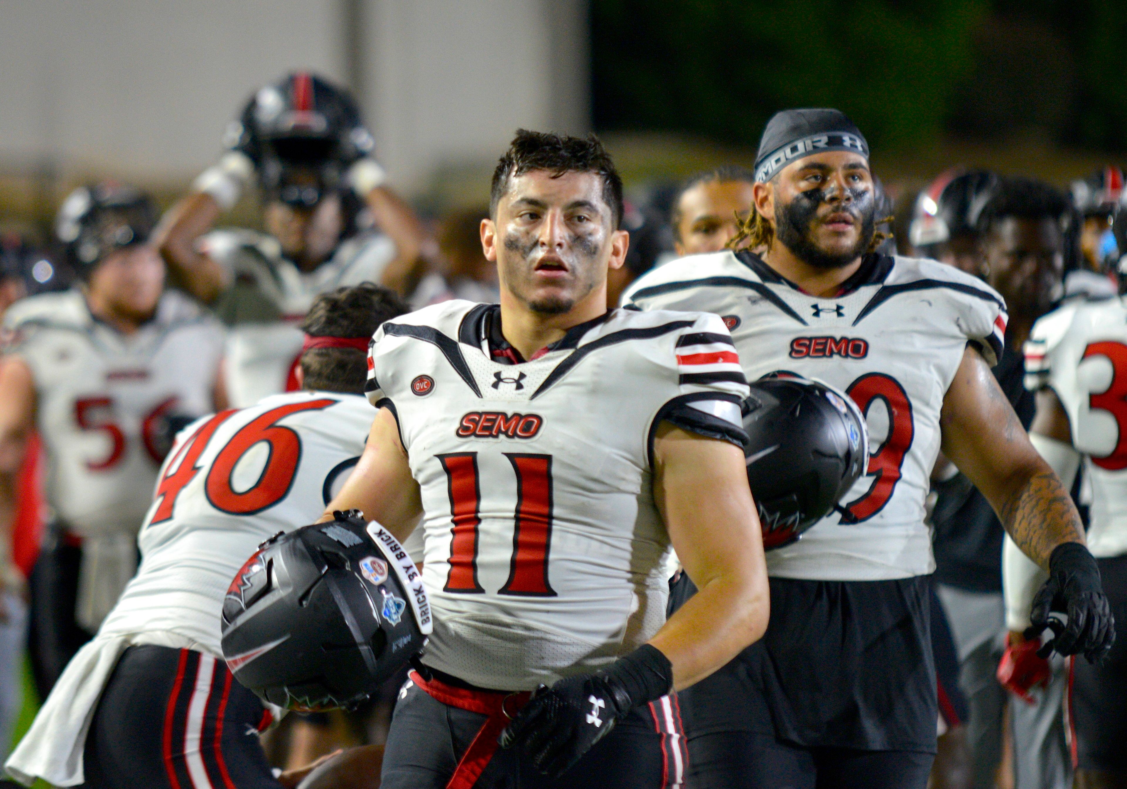 Southeast Missouri State linebacker Jared Pedraza during an FCS Kickoff game against North Alabama on Saturday, August 24, in Montgomery, Alabama.