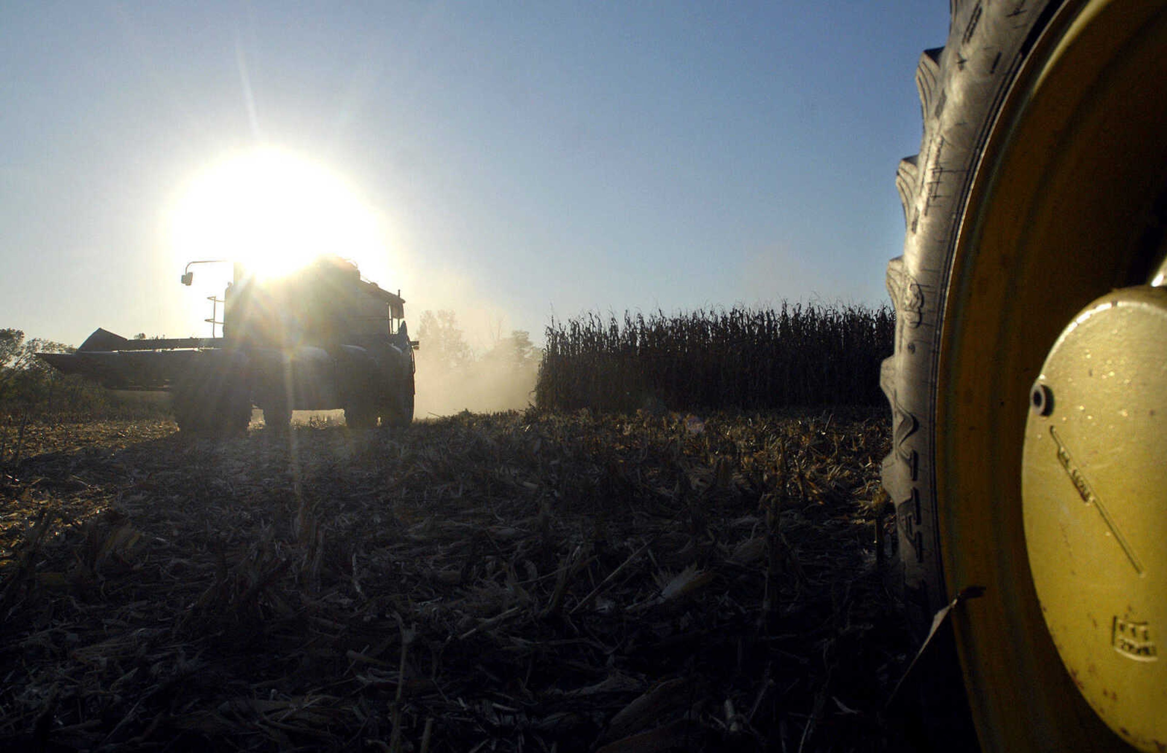 LAURA SIMON ~ lsimon@semissourian.com
Frank Milde of Milde Farms Inc. returns from the field to empty his combine full of corn Tuesday, October 4, 2011 near Jackson, Mo.