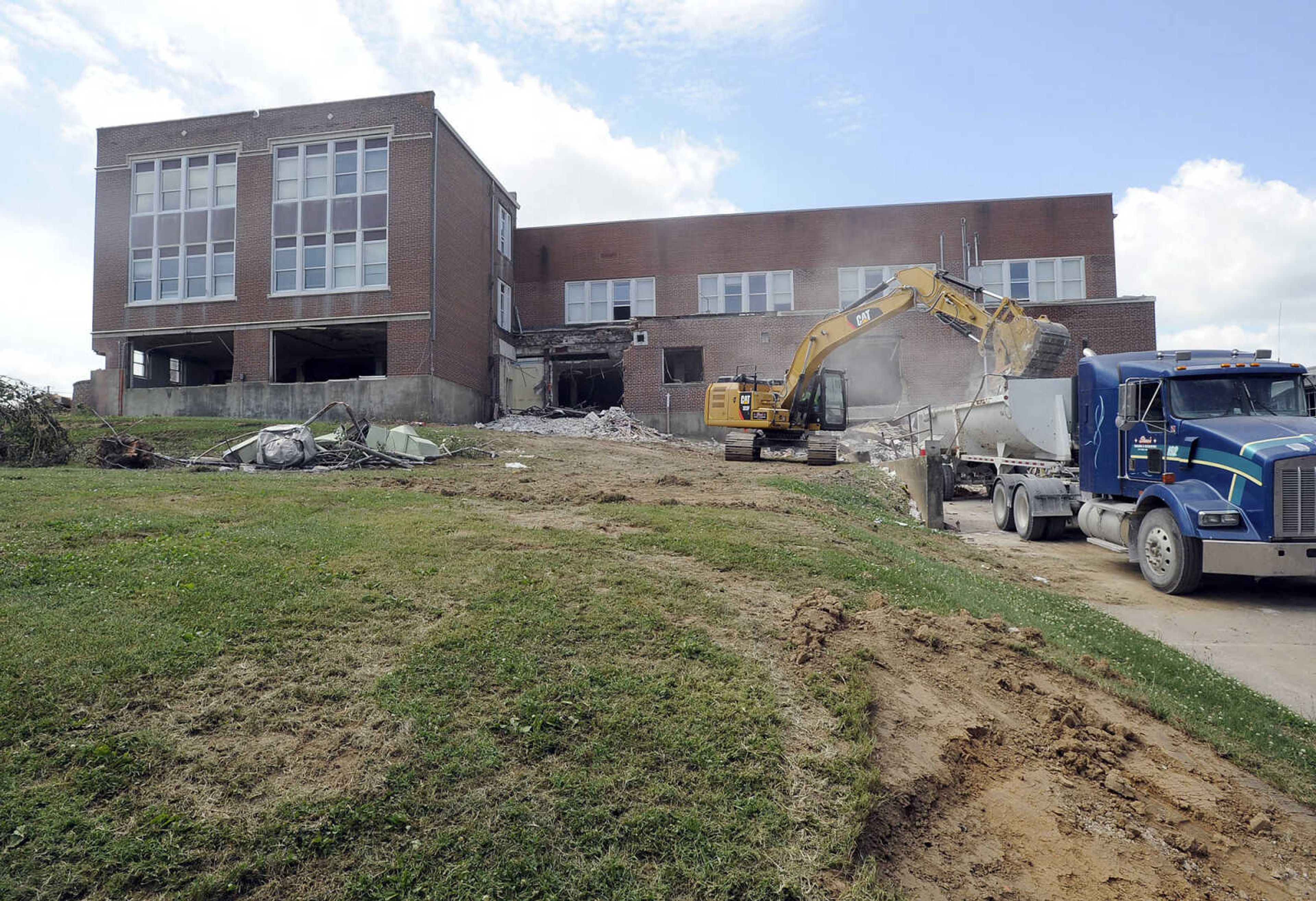 FRED LYNCH ~ flynch@semissourian.com
Demolition of the "Old A" high-school building is underway Wednesday, June 14, 2017 at Jackson High School in Jackson.